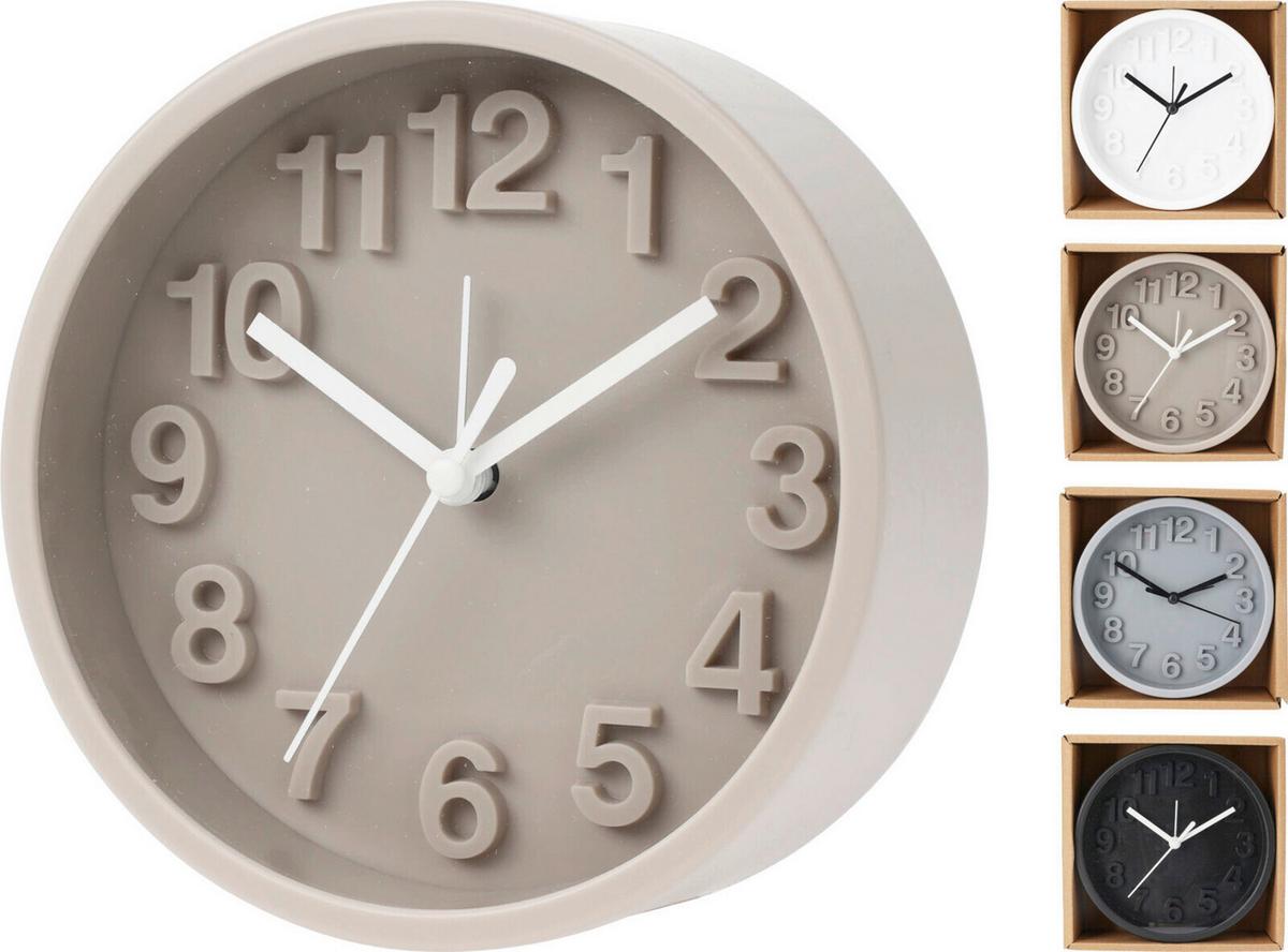 Ébresztőóra Wecki - világosszürke/fekete, műanyag (13/5cm)