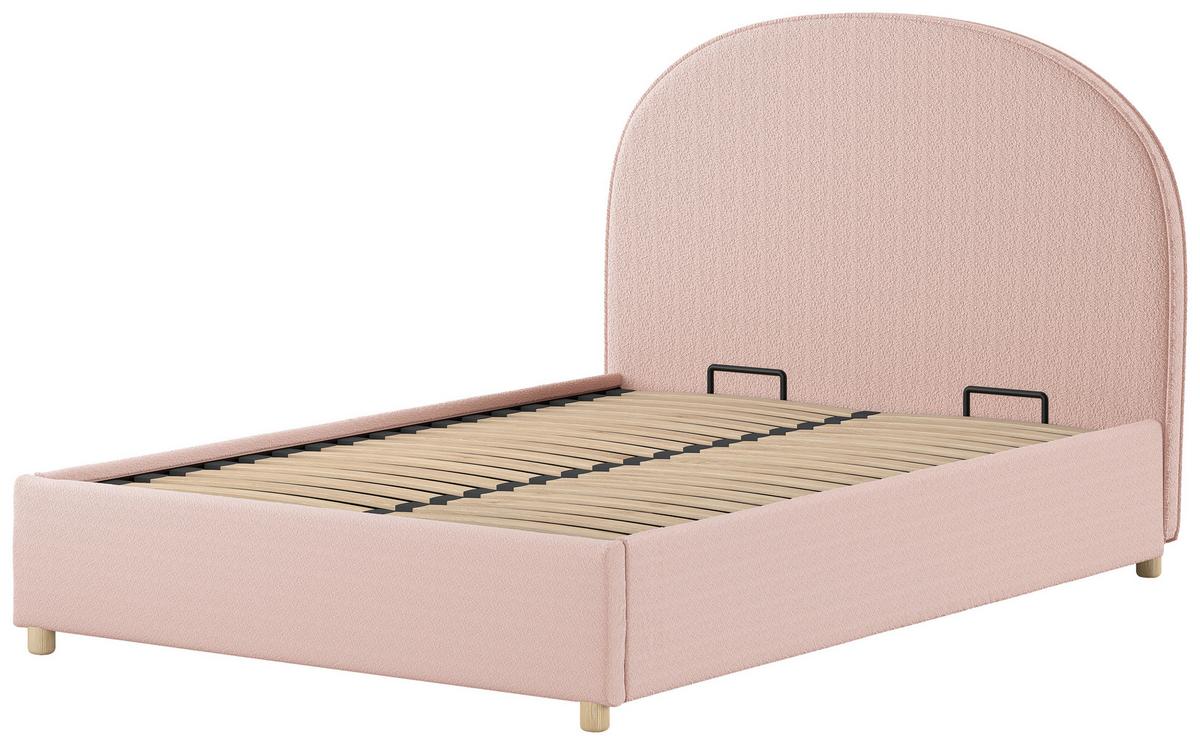 Kinder-/Juniorbett MOON Rosa ca. 140x200 cm Bouclé - Naturfarben/Rosa, ROMANTIK / LANDHAUS, Holz/Textil (140/200cm) - Vipack