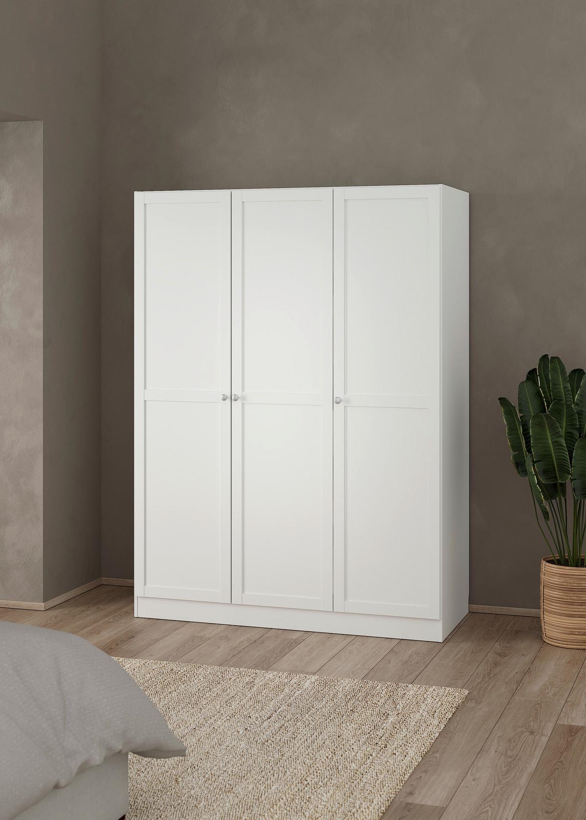 Omara S Klasičnimi Vrati Billund, Bela - srebrne barve/bela, Moderno, kovina/leseni material (147/200/61,7cm) - MID.YOU