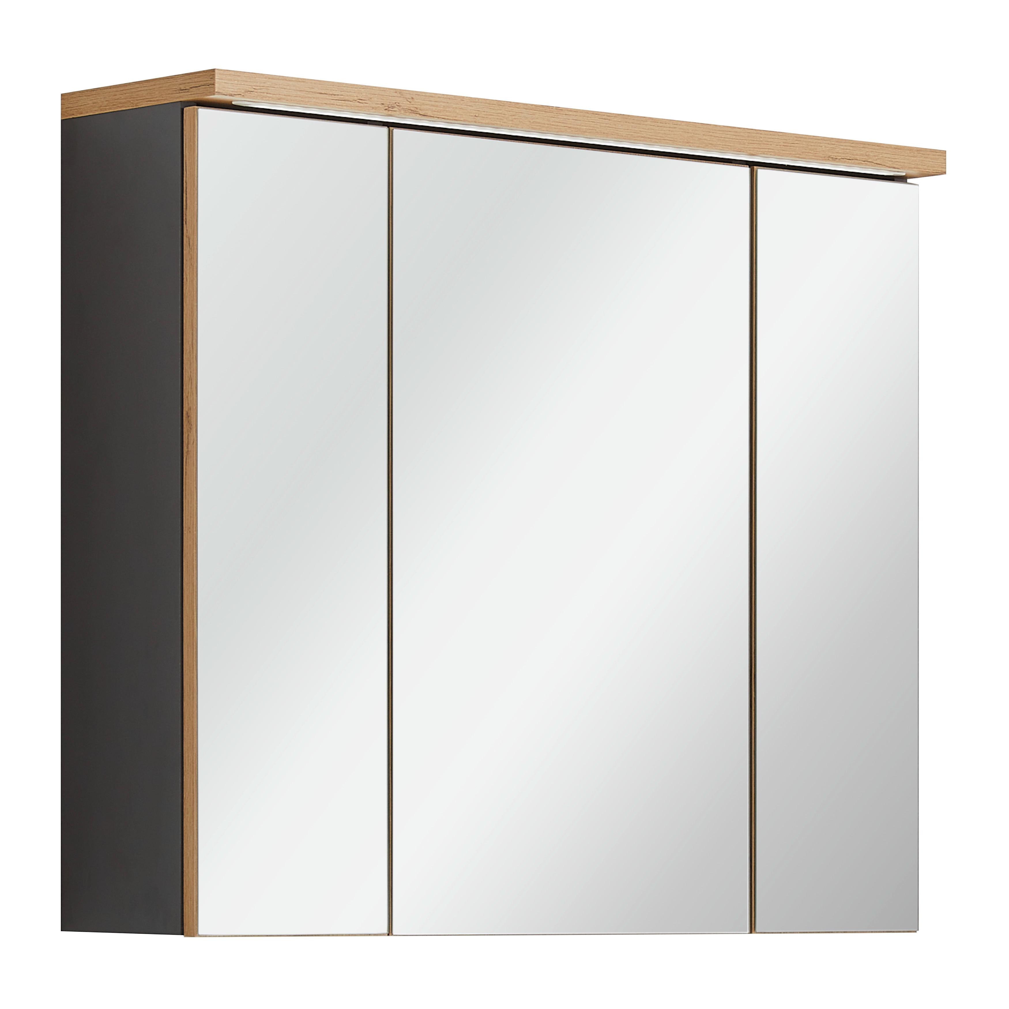 Spiegelschrank Memphis Grau - Eiche Artisan, MODERN, Glas/Holzwerkstoff (80/69/23cm) - Mömax