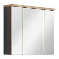 Spiegelschrank Memphis Grau - Eiche Artisan/Grau, Modern, Glas/Holzwerkstoff (80/69/23cm) - Mömax