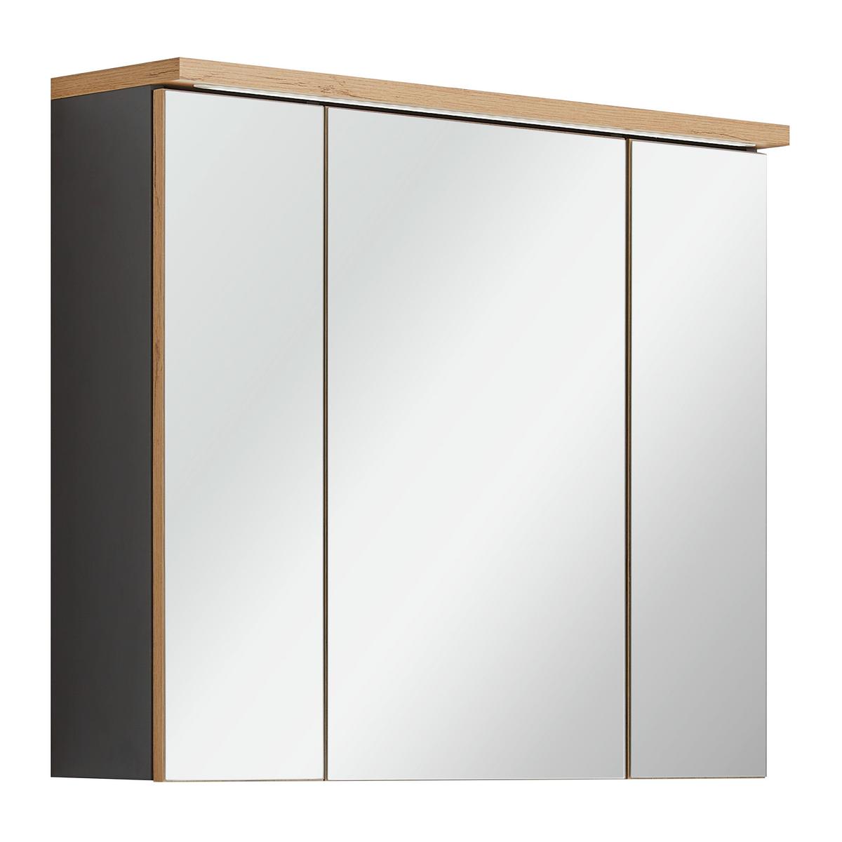 Spiegelschrank Memphis Grau - Eiche Artisan/Grau, Modern, Glas/Holzwerkstoff (80/69/23cm) - Mömax