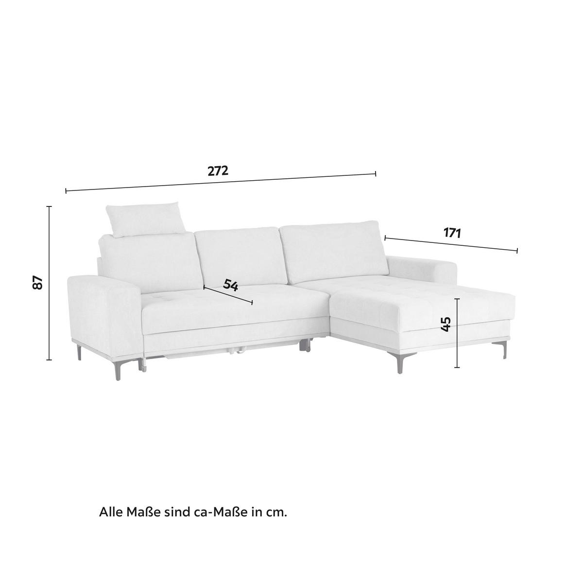 Ecksofa in Beige mit Schlaffunktion - Beige/Schwarz, Konventionell, Textil/Metall (272/87/171cm) - Zandiara