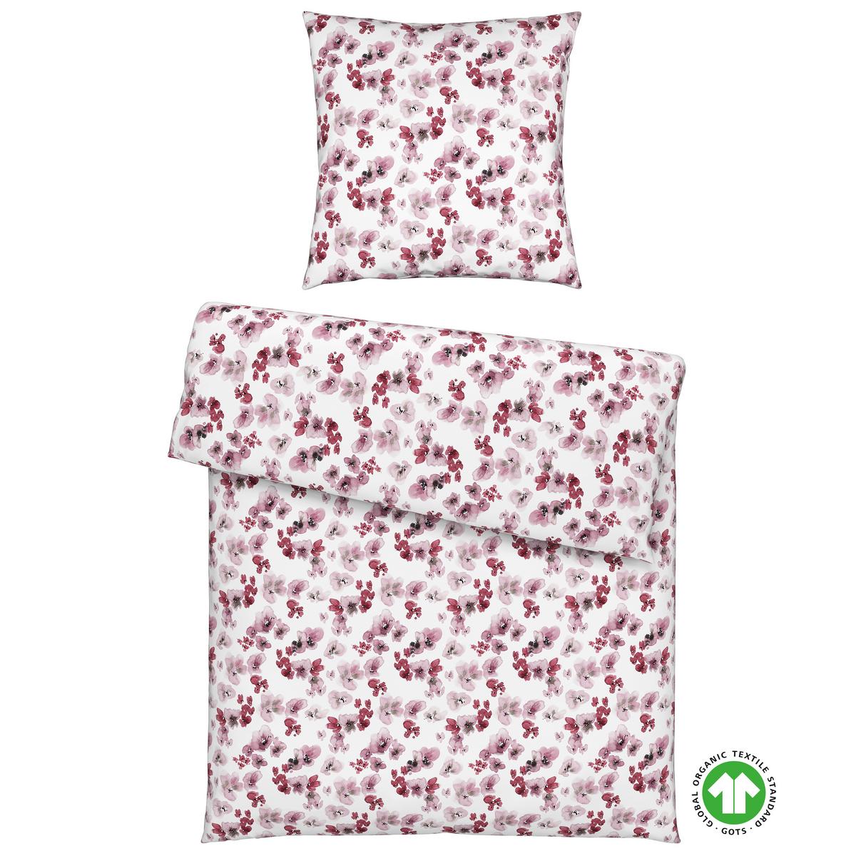 Bettwäsche Bio-Anna Weiß/Mauve ca. 135x200cm - Flieder/Mauve, Natur, Textil (135/200cm) - ecoTree