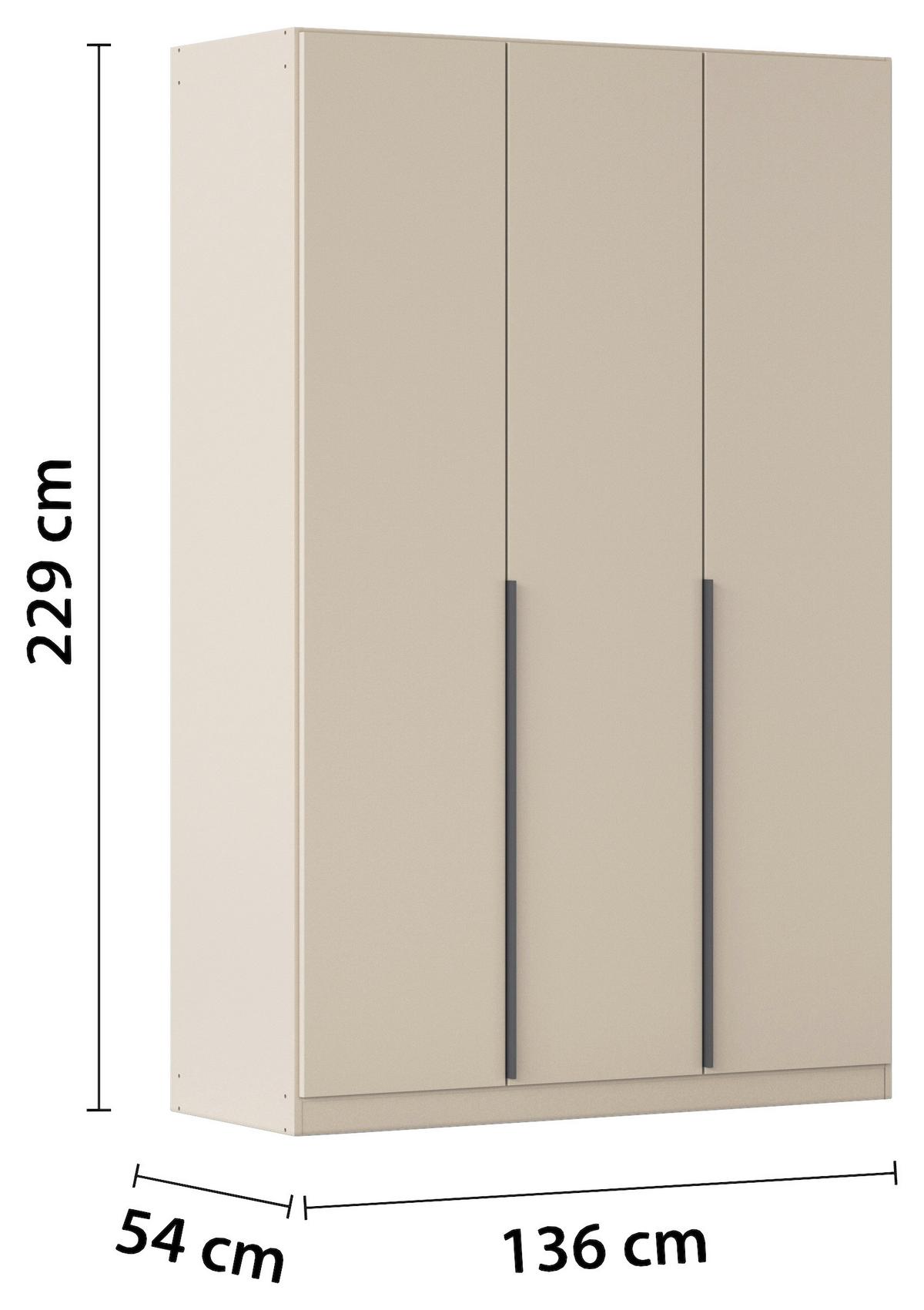 Drehtürenschrank Alabama Champagner - Champagner/Grau, MODERN, Holzwerkstoff (136/229/54cm) - Rauch Möbel