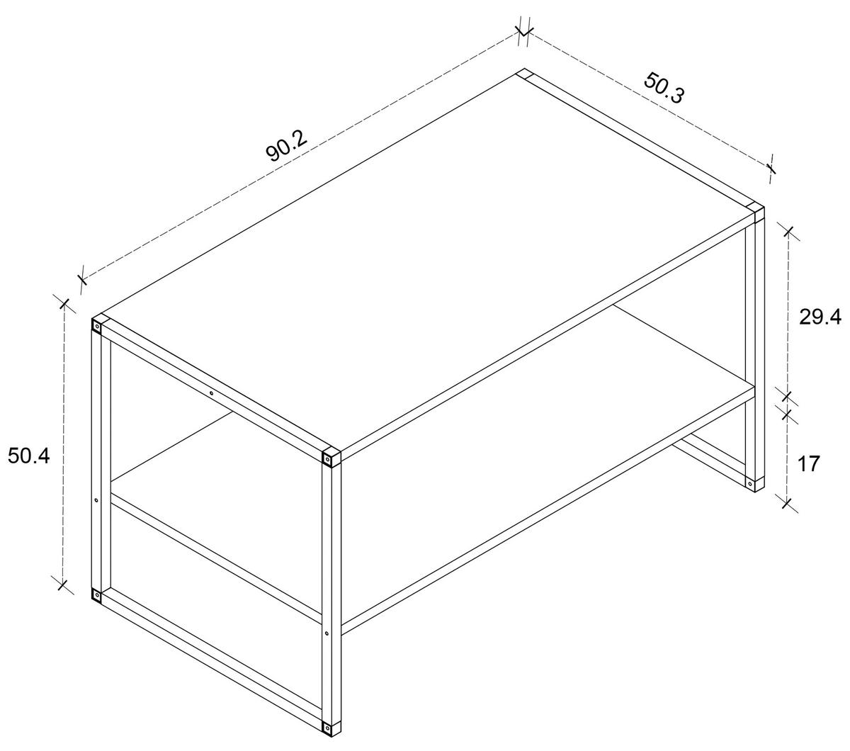 TABLE BASSE INSASI L - chêne miel/noir, Design, métal/matériau de bois (90/50/50cm) - MID.YOU