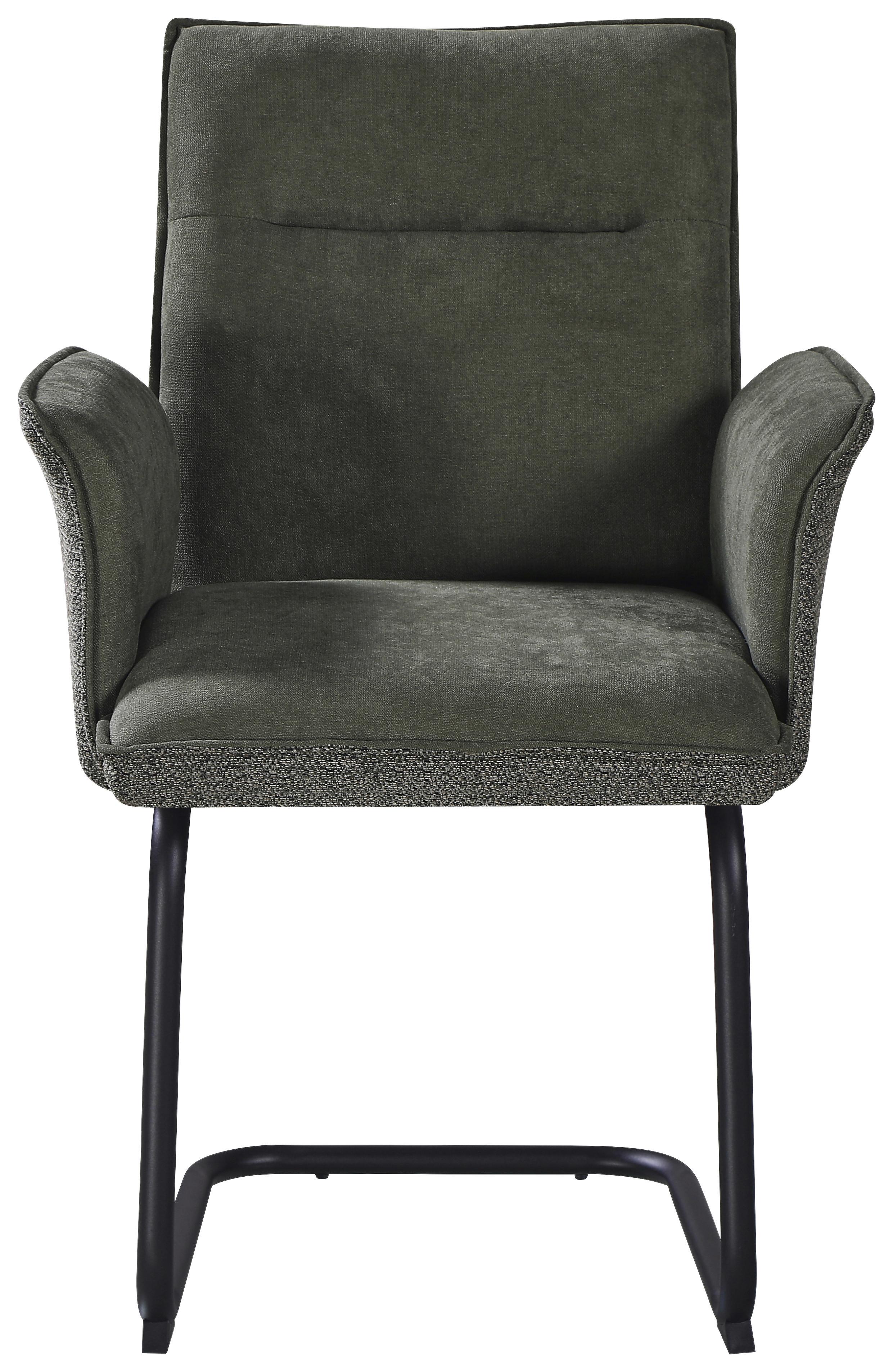 Armlehnstuhl Nova Grün - Schwarz/Grün, MODERN, Textil/Metall (63/90/61cm) - Premium Living
