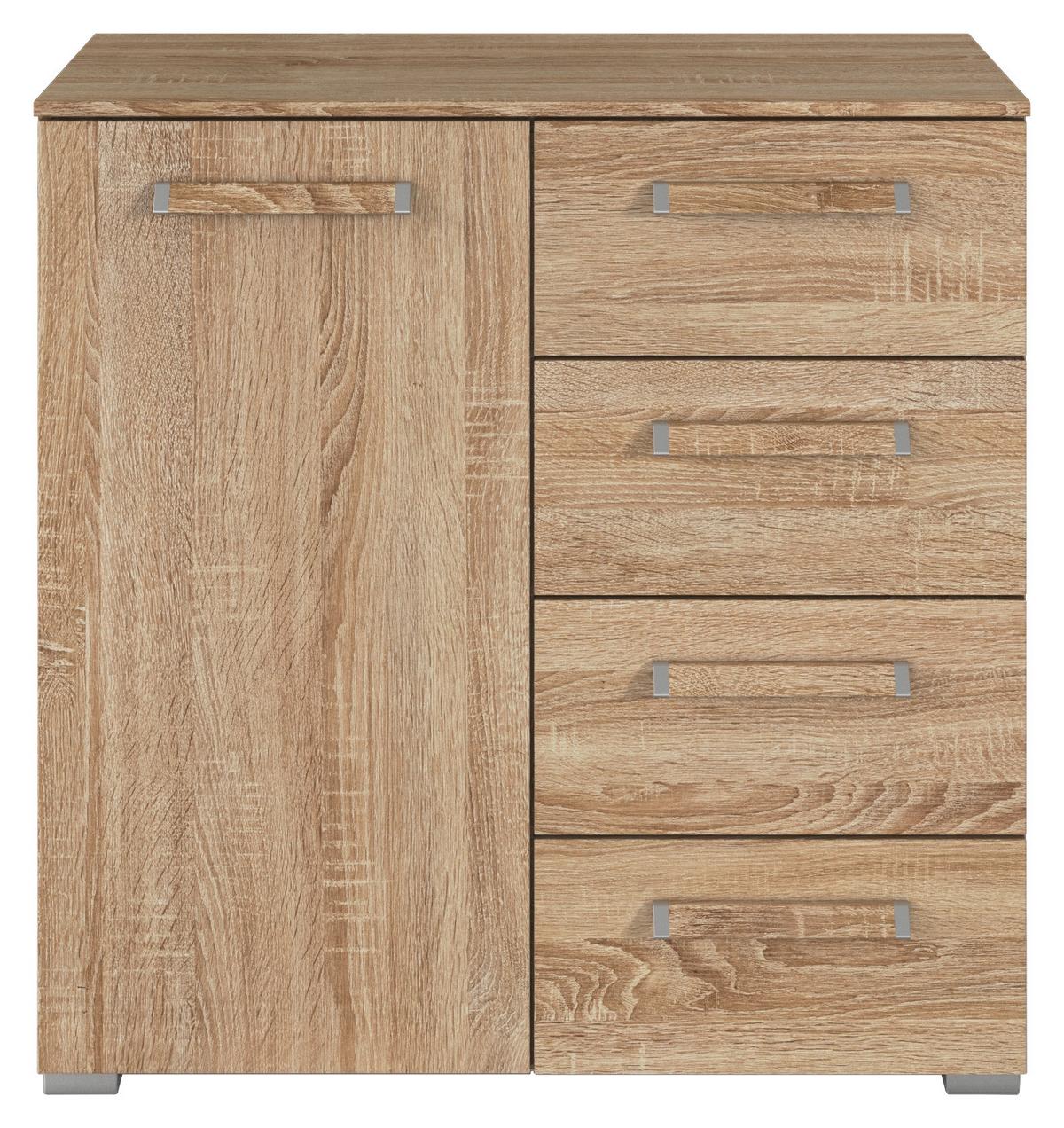 Komoda Evelyn, Barva Hrasta - srebrne barve/hrast sonoma, Design, umetna masa/leseni material (80/81/42cm) - Novel