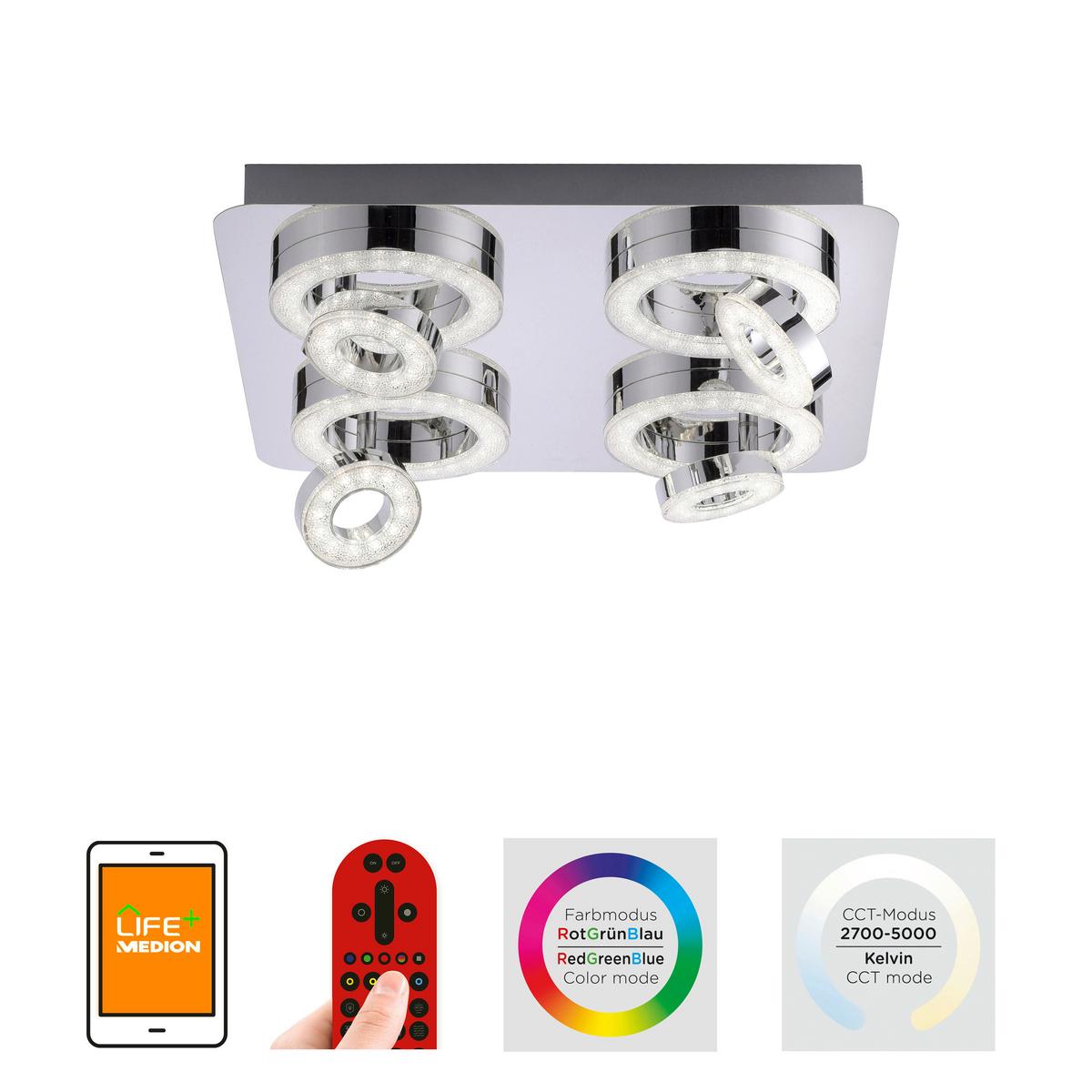 LED-Deckenleuchte Lolasmart Silberfarben max. 25 Watt - Silberfarben, KONVENTIONELL, Metall (40/40/15cm)
