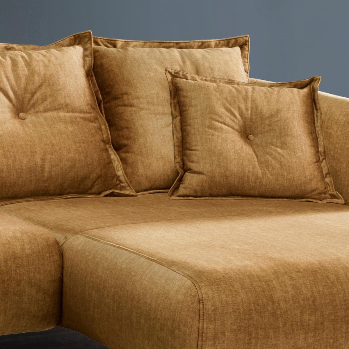 Wohnlandschaft Baggio Gelb Velours - Gelb/Schwarz, MODERN, Holz/Textil (277/162cm) - Livetastic