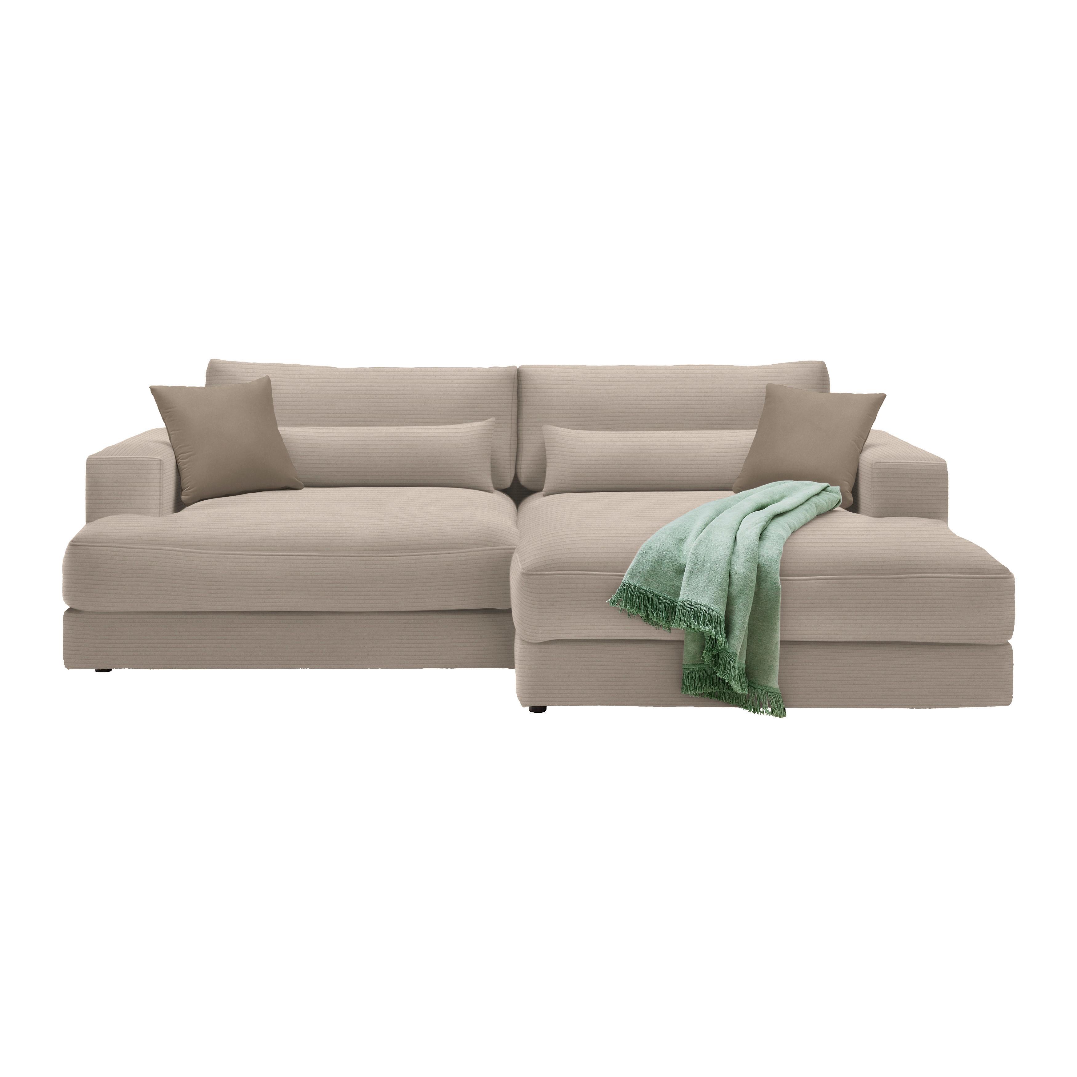 Ecksofa Fabiona rechts Cappuccino - Cappuccino, MODERN, Holz (268/85/194cm) - Premium Living