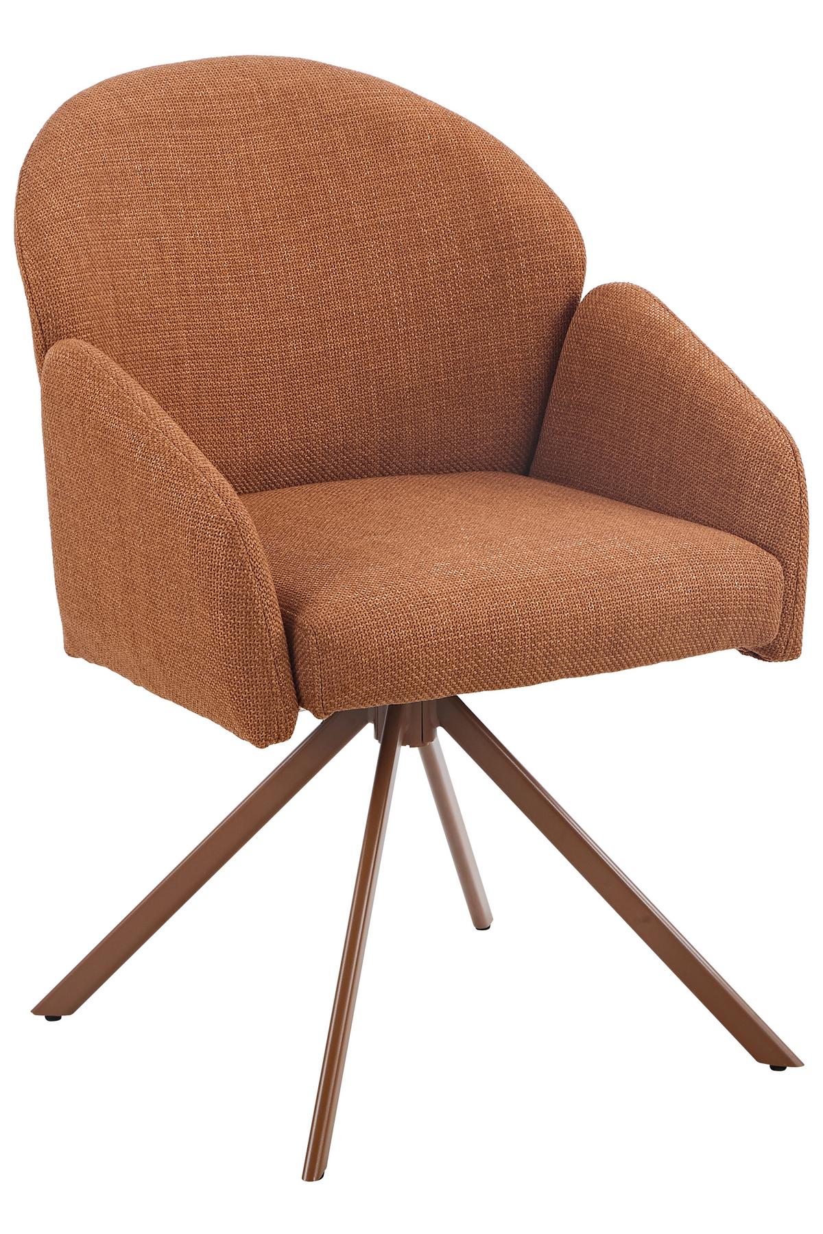 ARMLEHNSTUHL-SET HOLLY S 2ER-SET - Rotbraun, MODERN, Textil/Metall (56,5/84/61cm) - MID.YOU