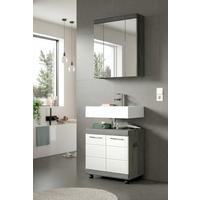 Badezimmer Scout Grau/Weiß Hochglanz 2-teilig - Weiß Hochglanz/Silberfarben, Trend, Glas/Holzwerkstoff (60cm) - MID.YOU