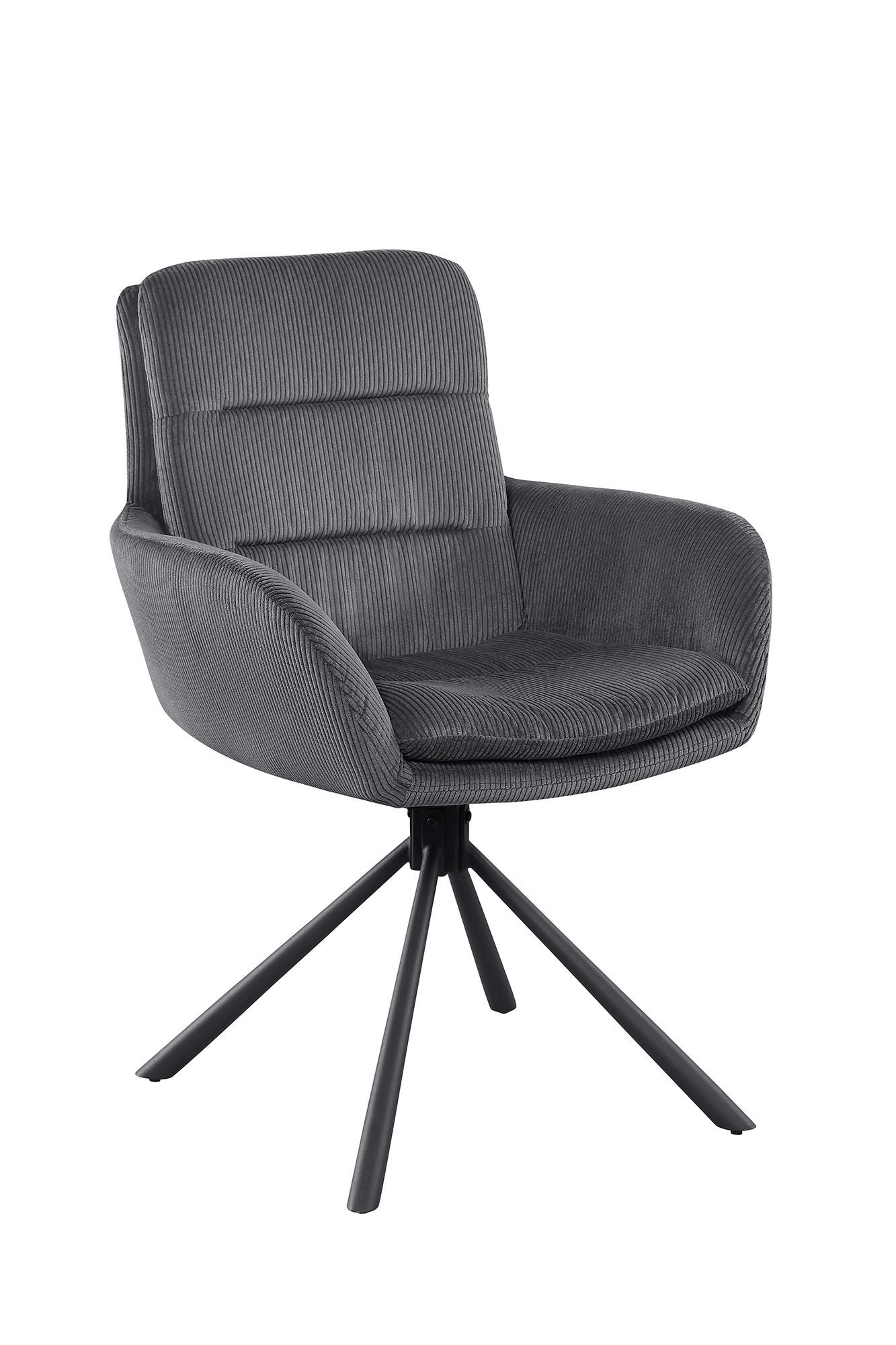 Naslanjač Cord, Temno Siva, Vrtljiv - temno siva/črna, Moderno, kovina/tekstil (60/89/64cm) - Livetastic