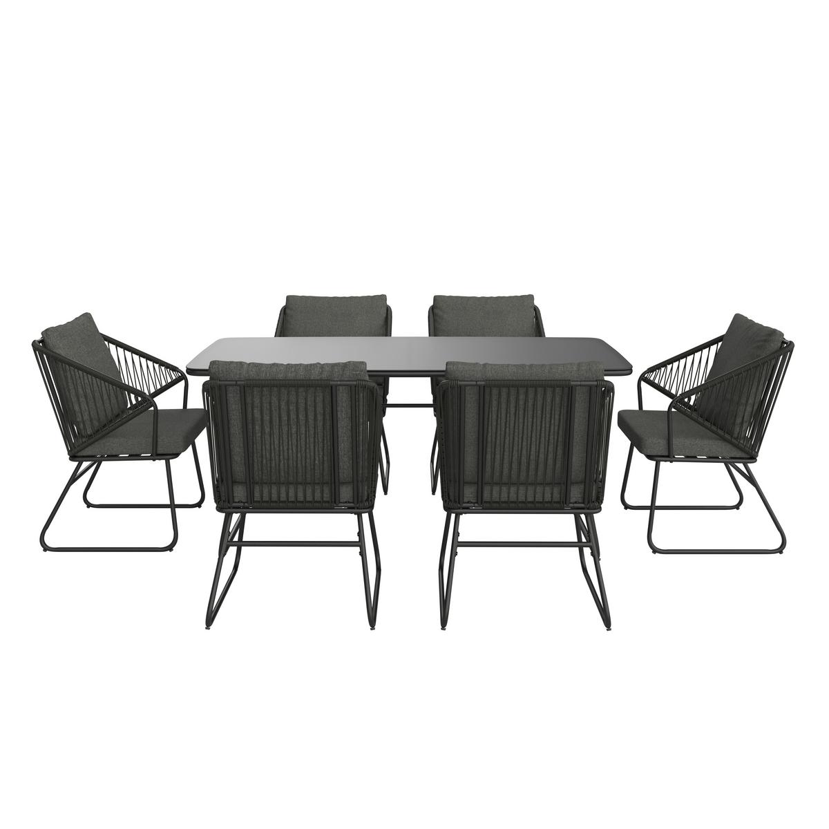 Set grădină Mathi - gri închis/negru, Modern, plastic/sticlă (85/76/180cm) - Mömax