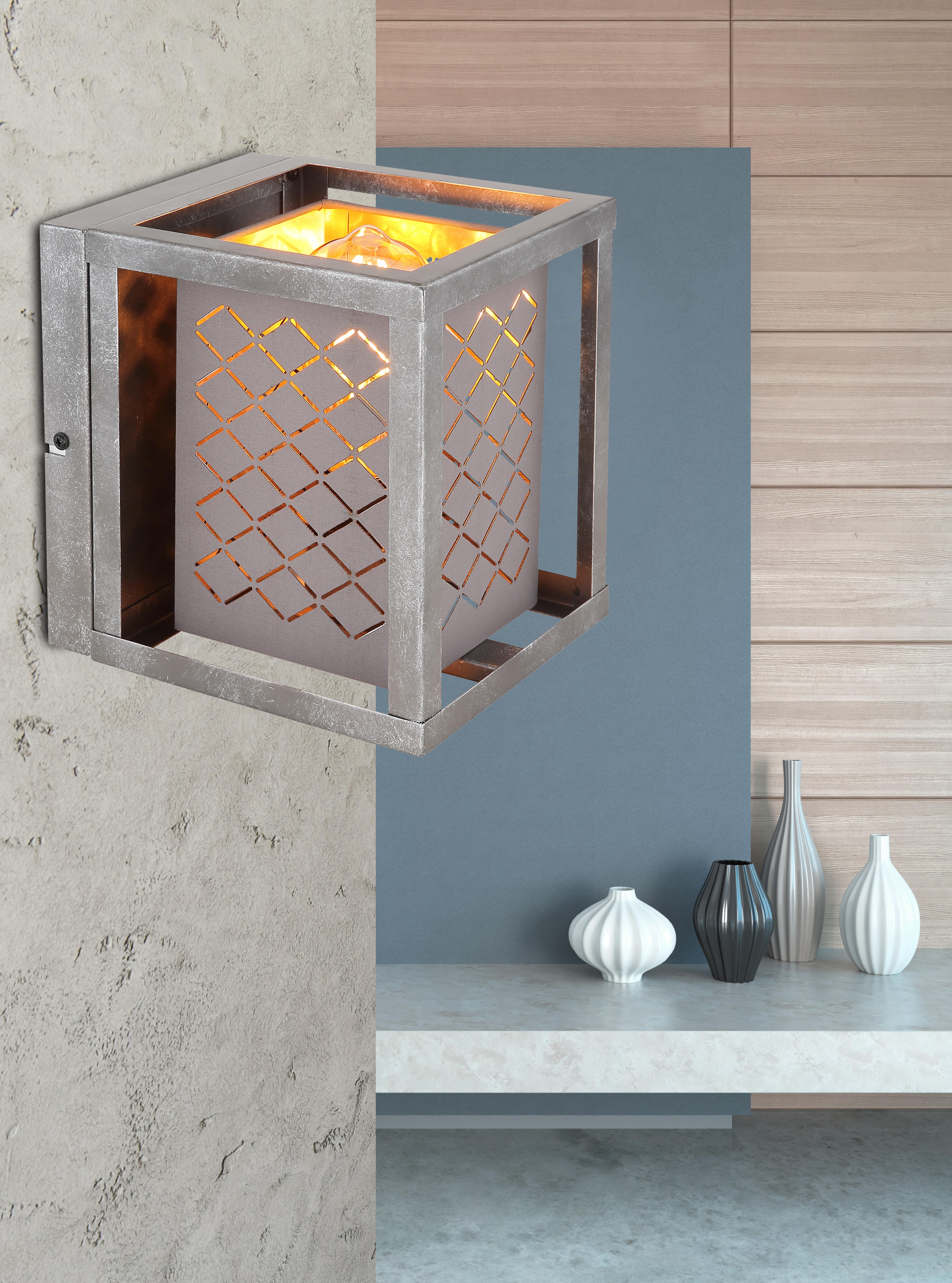 Wandleuchte Thomas in Silberfarben max. 25 Watt - Silberfarben/Goldfarben, Design, Textil/Metall (17/17/20cm) - Globo