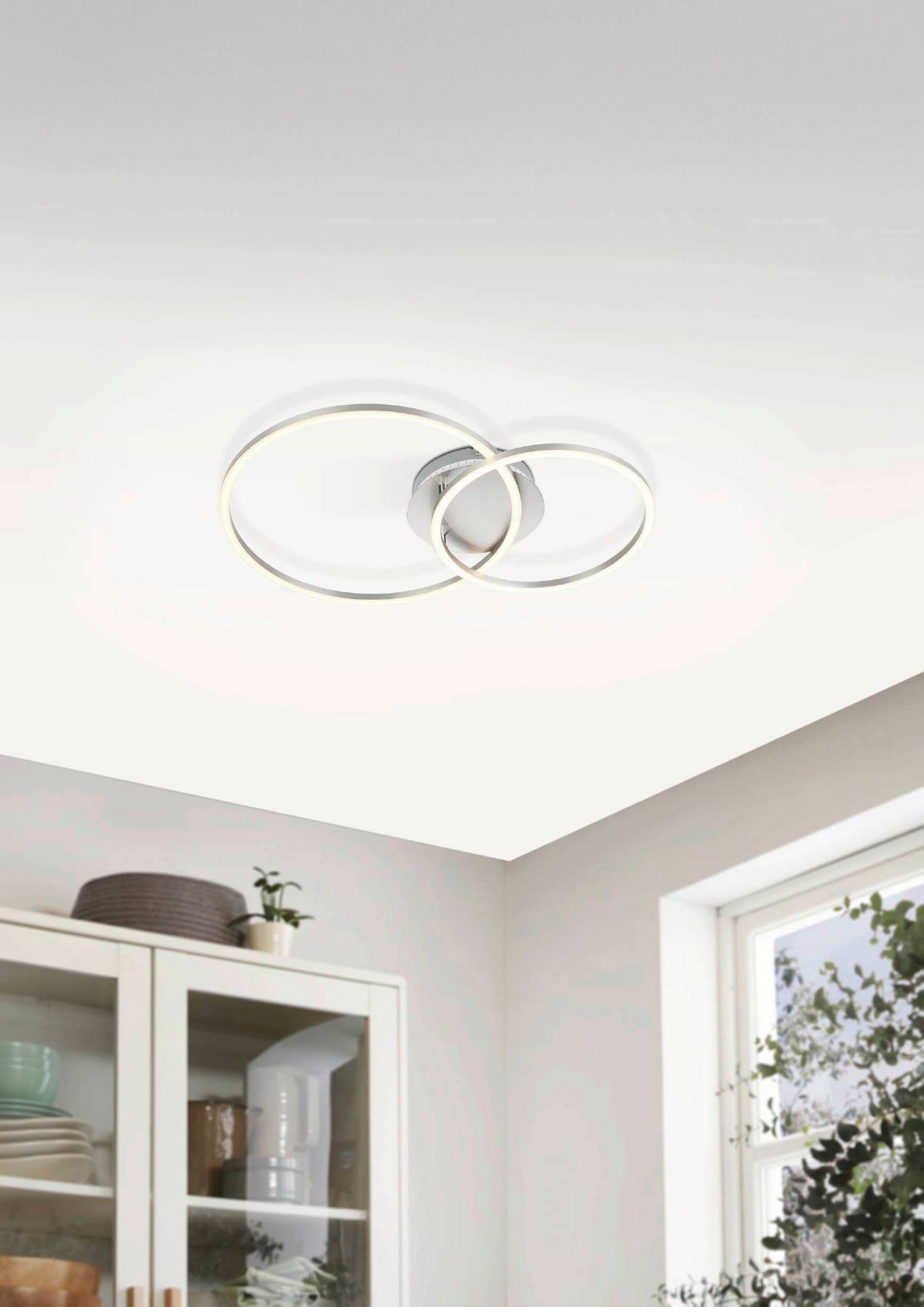 Deckenleuchte 75607 Palmaves 3 Silber/weiss - Weiss/Silberfarben, Basics, Kunststoff/Metall (39/55cm) - Eglo