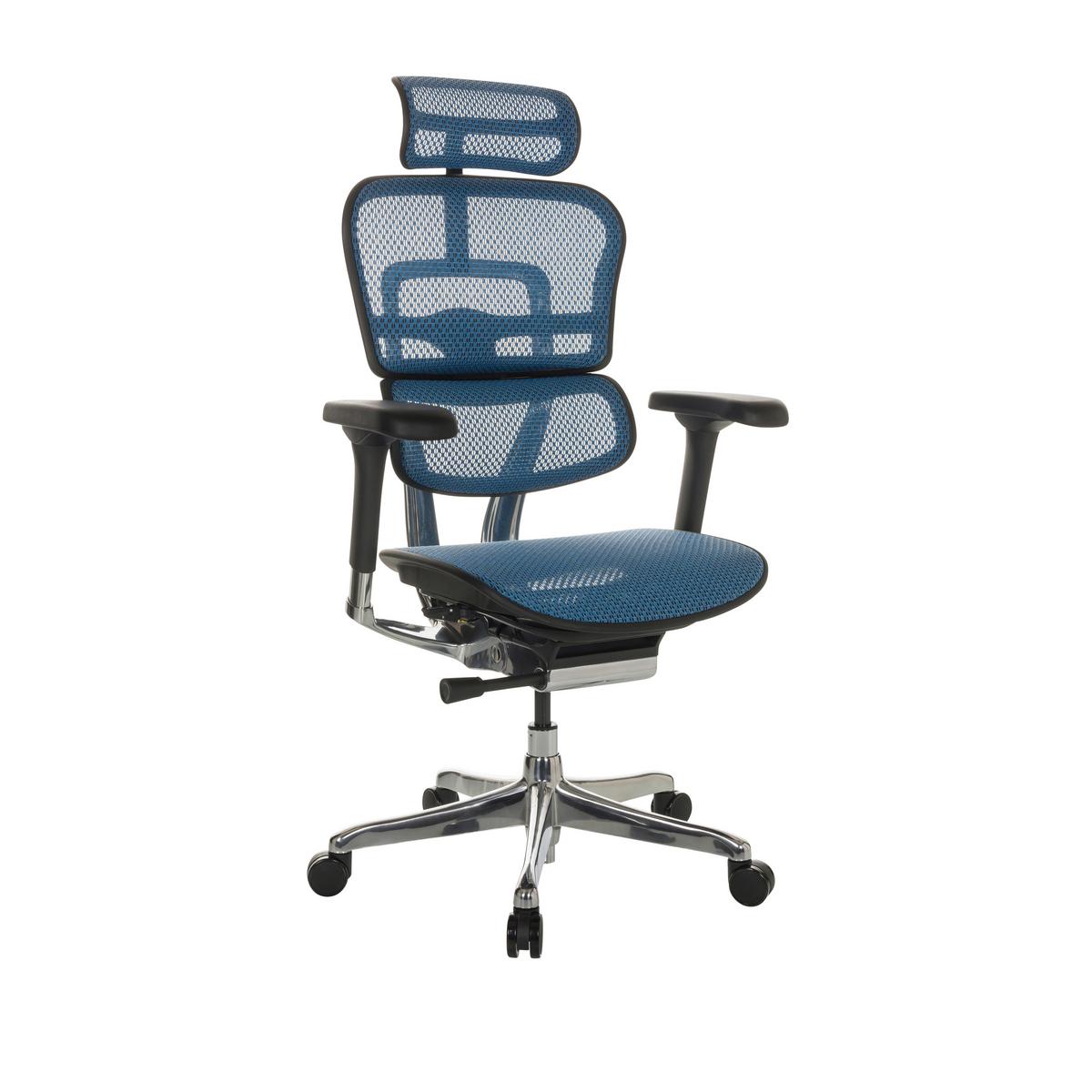 Pisarniški Stol Ergohuman I, Modra - modra/srebrne barve, Basics, kovina/umetna masa (69/119-144/65cm) - MID.YOU