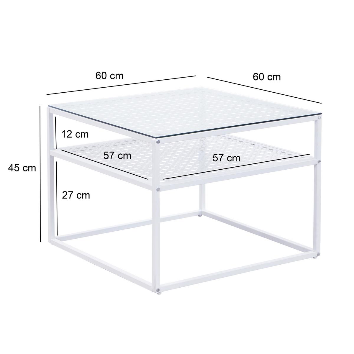 Couchtisch Wl7.326 - Weiss, Design, Glas/Metall (60/60/45cm) - MID.YOU