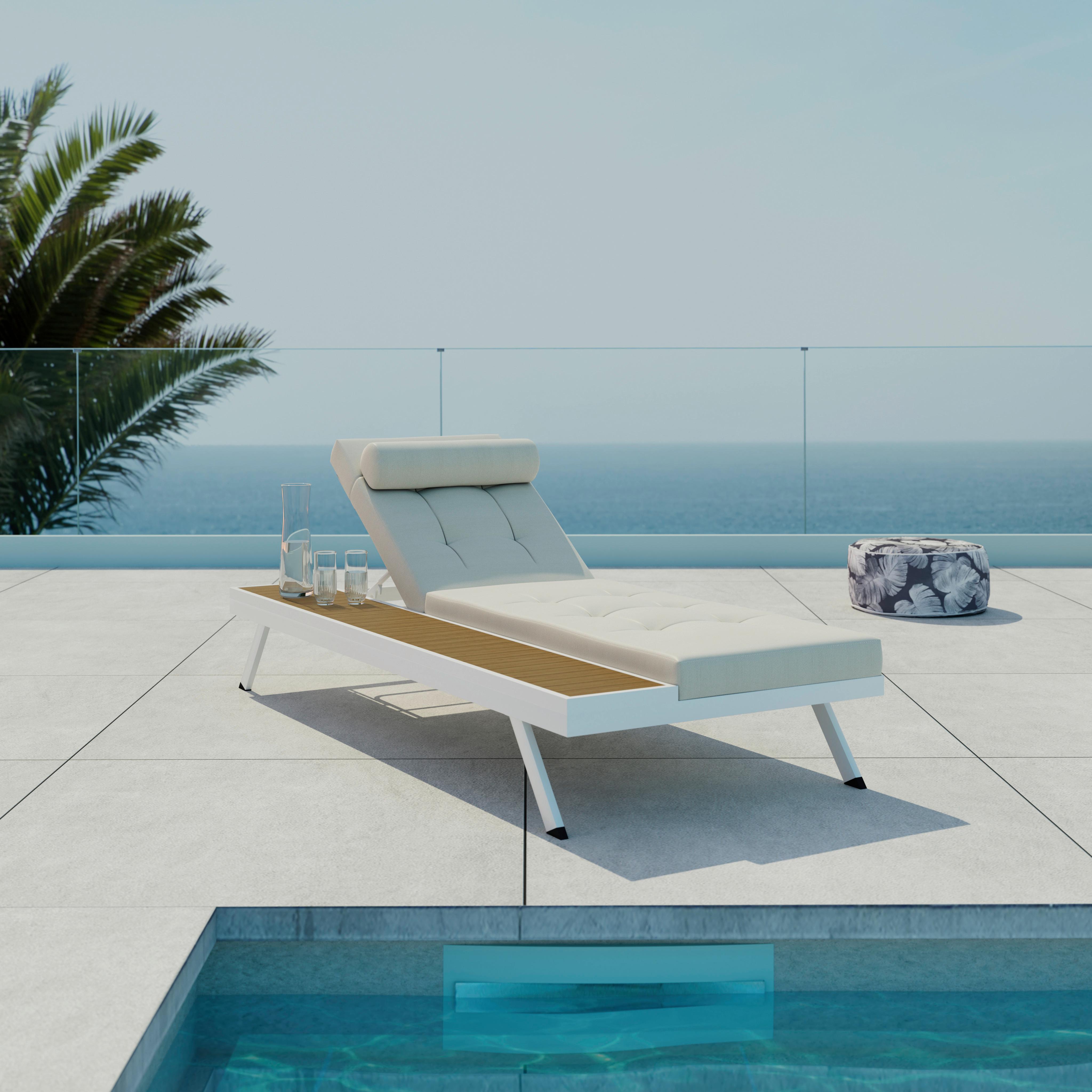 Gartenliege Avolina Steingrau Outdoorstoff/Metall +Abdeckung - Hellgrau/Weiß, MODERN, Kunststoff/Textil (199/30/86cm) - Bessagi Garden