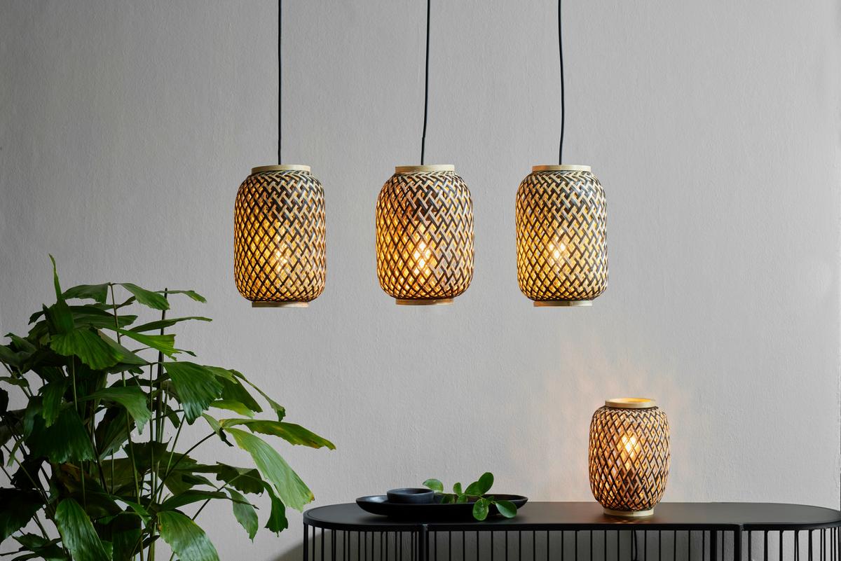 Namizna Svetilka Zuro, Bambus, 40 W - črna/naravne barve, Romantika, kovina/naravni materiali - Modern Living