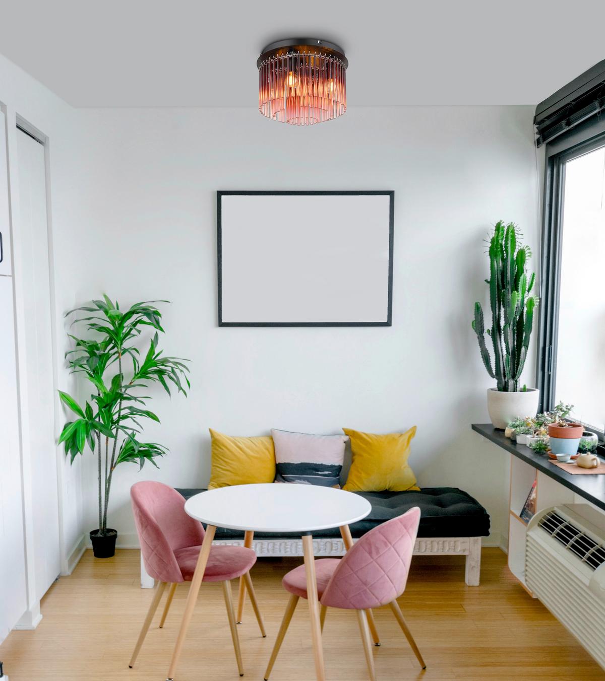 DECKENLEUCHTE 15698DBR GORLEY - Klar/Chromfarben, Basics, Glas/Metall (32/23cm) - Globo