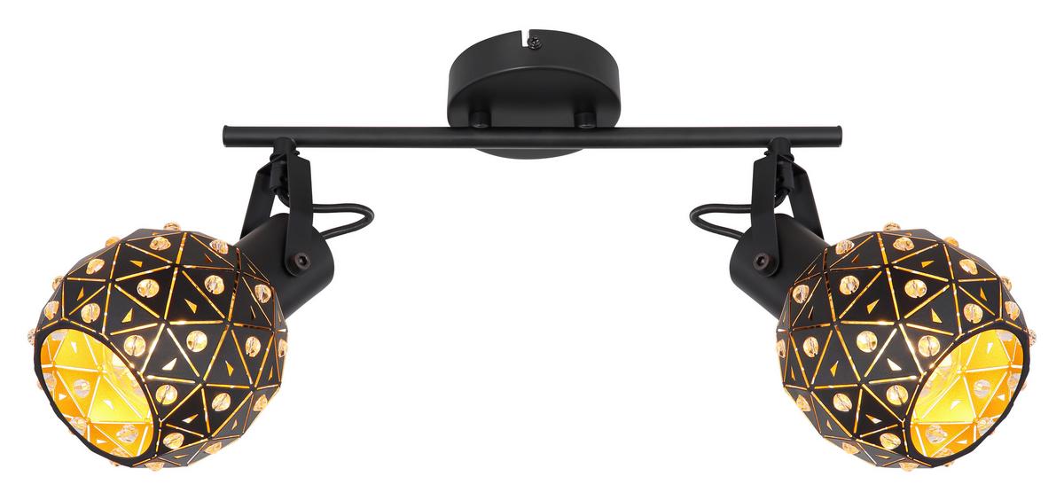 Strahler Jodie in Schwarz max. 40 Watt - Klar/Goldfarben, Basics, Glas/Metall (35/12/26cm) - Globo