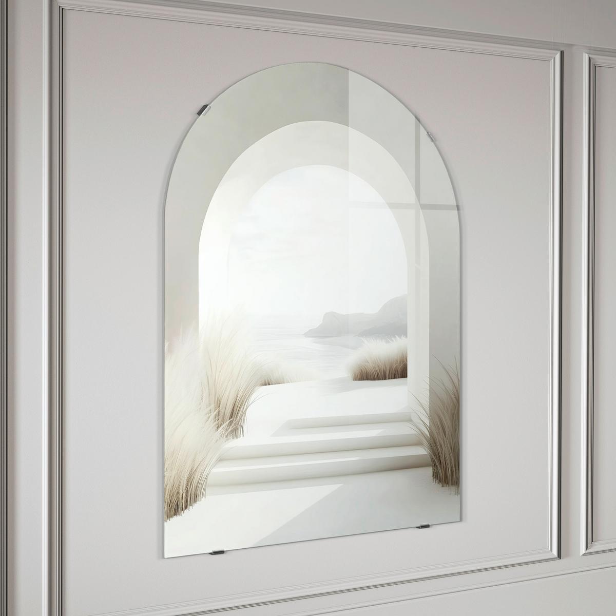 Glasbild Weiß/Beige ca. 70x100cm - Beige/Weiß, Basics, Glas/Papier (70/100cm)