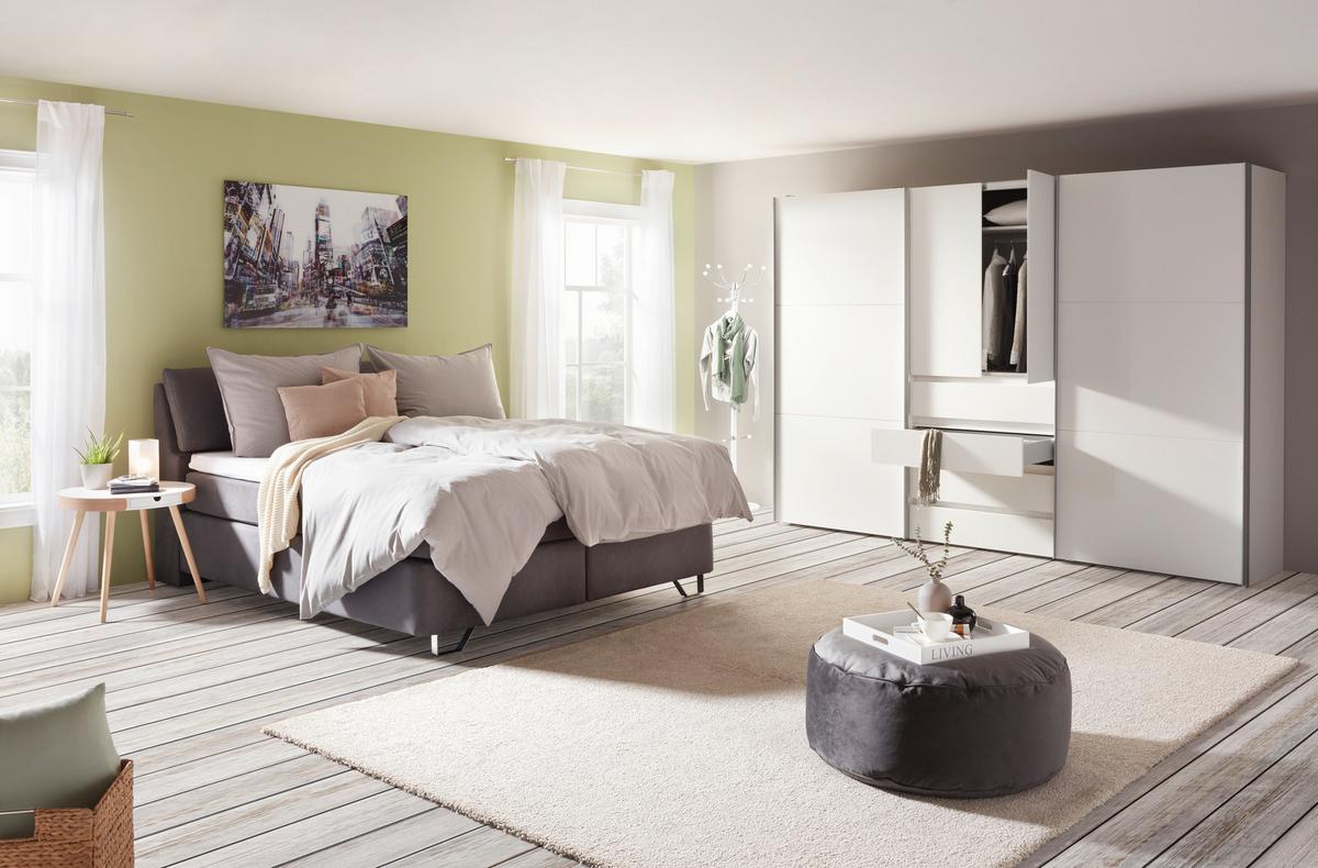 Kombischrank in Polarweiss - Weiss/Alufarben, Konventionell, Holzwerkstoff/Metall (300/216/68cm) - Premium Living