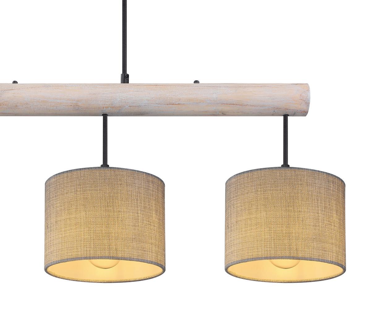 Lampa wisząca PLATON ok. 102x18x120 cm - czarny/szary, Modern, metal/drewno (102/18/120cm)