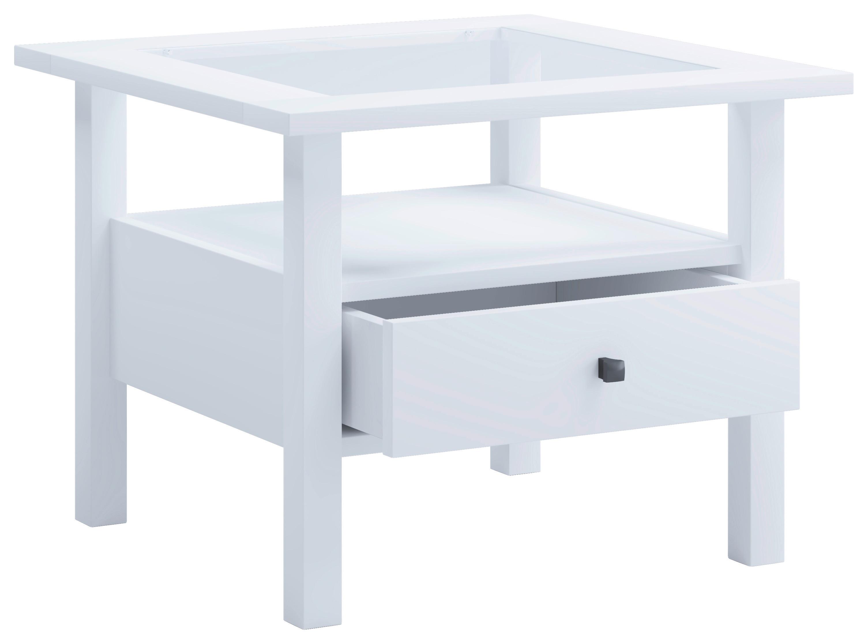 COUCHTISCH LINGIS M - Weiss/Schwarz, Lifestyle, Glas/Holzwerkstoff (54/54/42cm) - MID.YOU