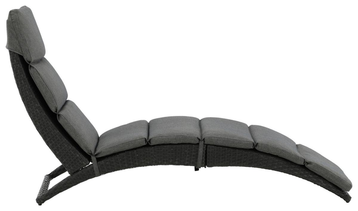 Sonnenliege Archie ca. 64x84x158 cm Schwarz - Schwarz, KONVENTIONELL, Kunststoff (64/84/158cm) - Gardenson