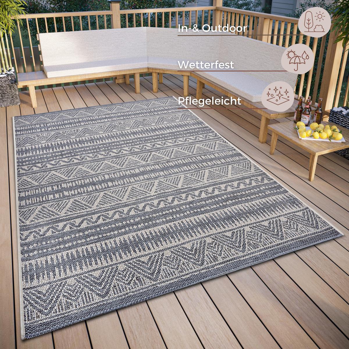 Outdoorteppich Noble Grau/Beige ca. 63x120cm - Beige/Grau, Design, Kunststoff (63/120cm)