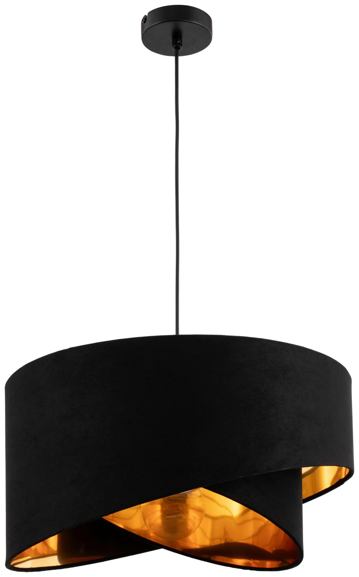 LAMPA WISZĄCA PAULA - czarny/kolor złoty, Trend, metal/tkanina (45/130cm) - Novel