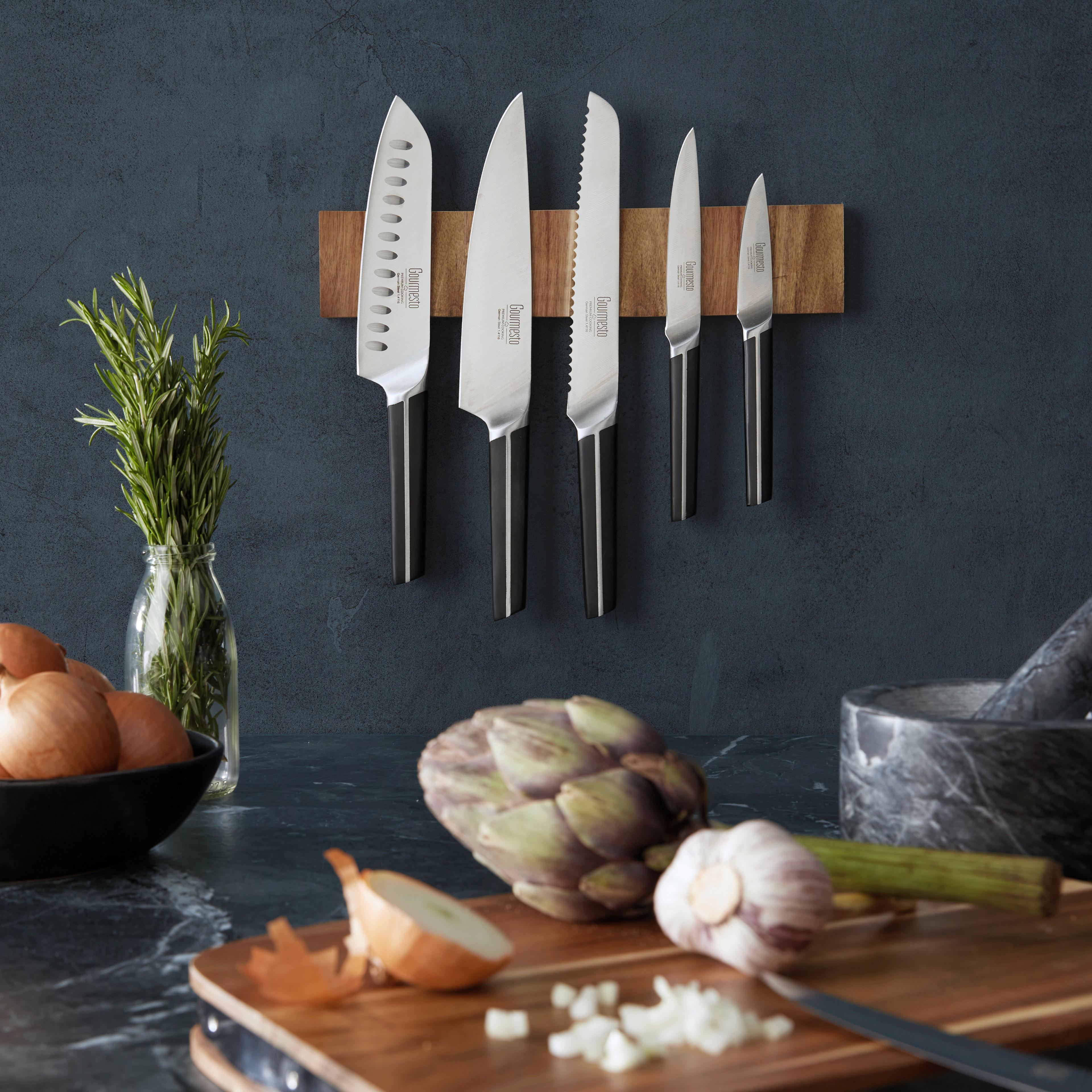 Santokumesser Profi Line ca. 31cm - Edelstahlfarben/Schwarz, KONVENTIONELL, Kunststoff/Metall (31cm) - Gourmesto