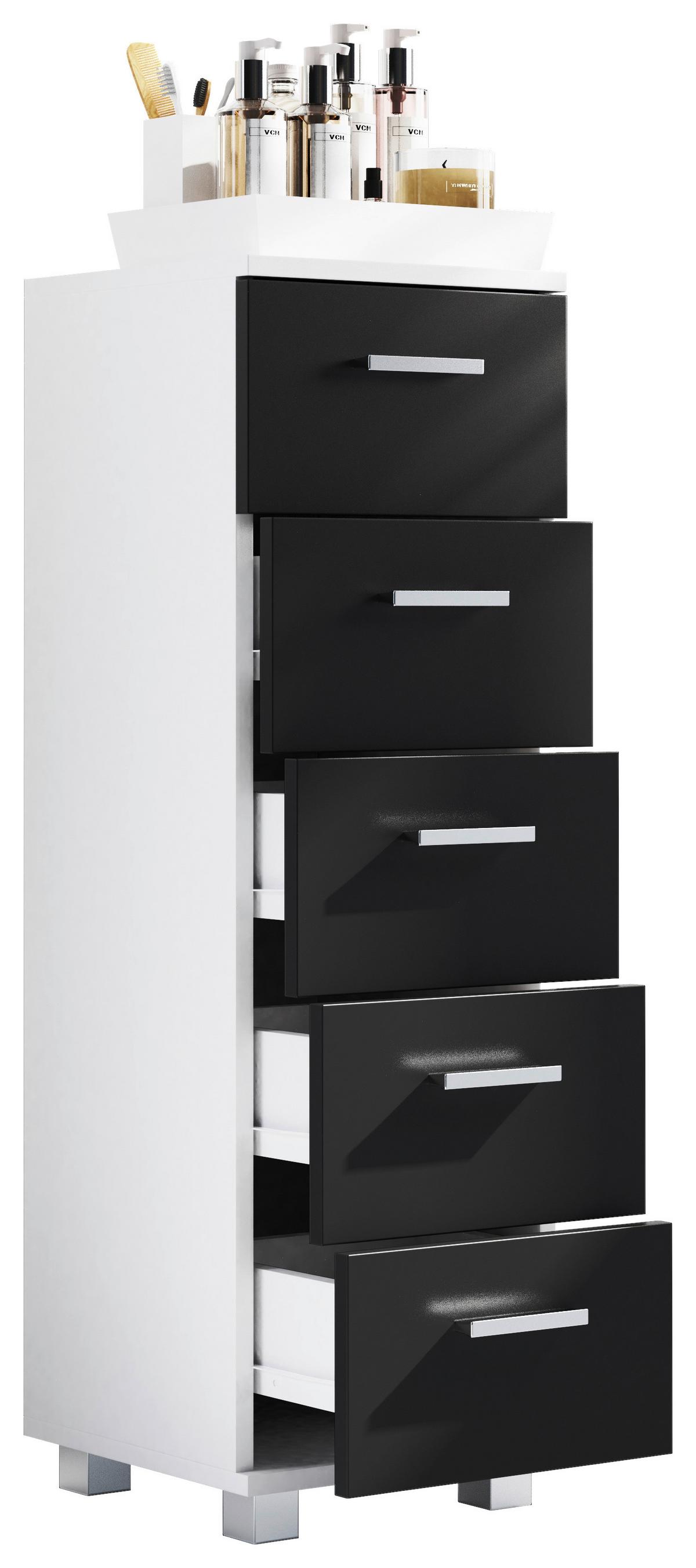HIGHBOARD ZALO M - Weiss/Silberfarben, Modern, Holzwerkstoff/Kunststoff (30/94/30cm) - MID.YOU