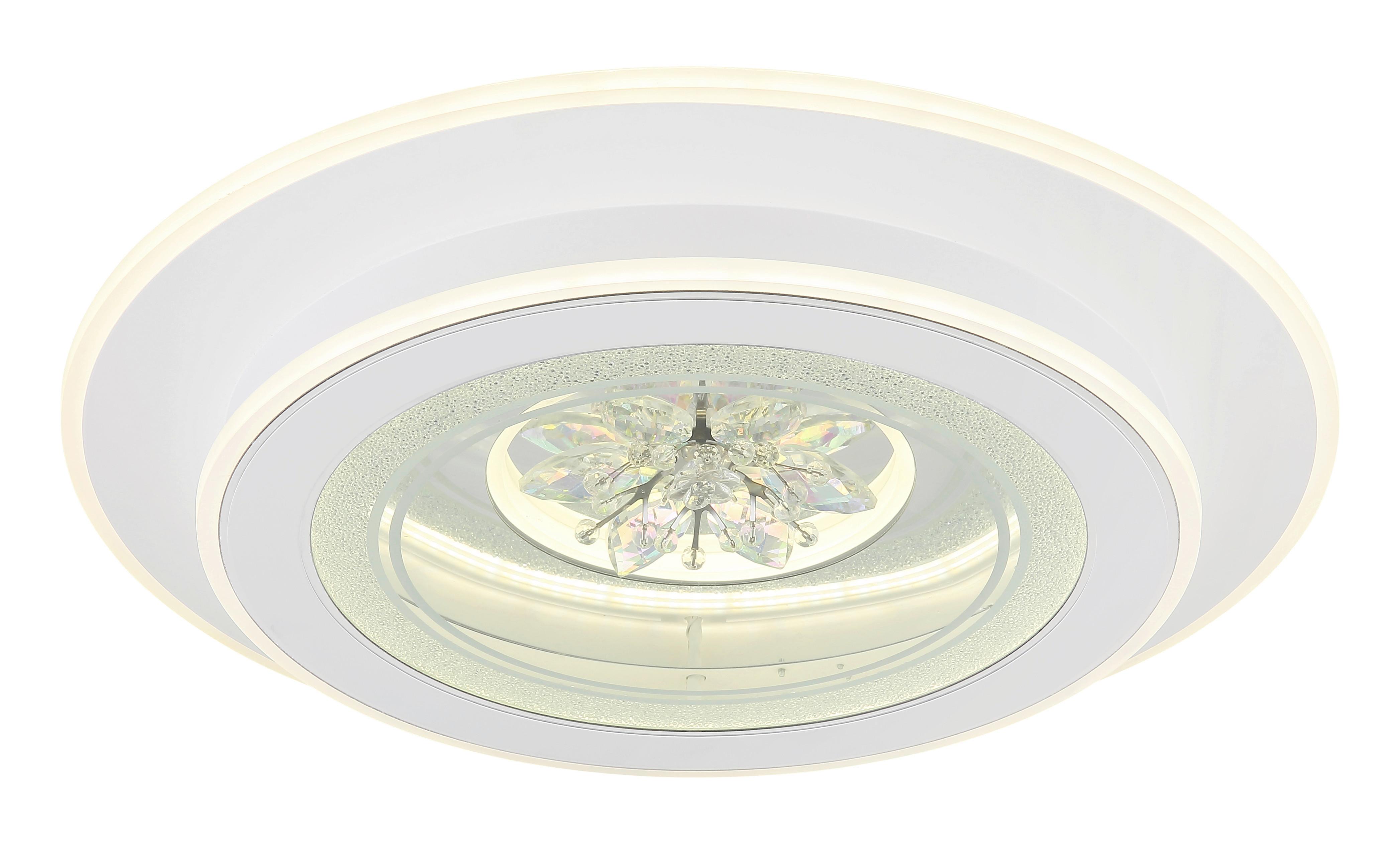 LED-Deckenleuchte Bluma Weiß max. 36 Watt - Klar/Chromfarben, KONVENTIONELL, Kunststoff/Metall (46/6,5cm) - Globo