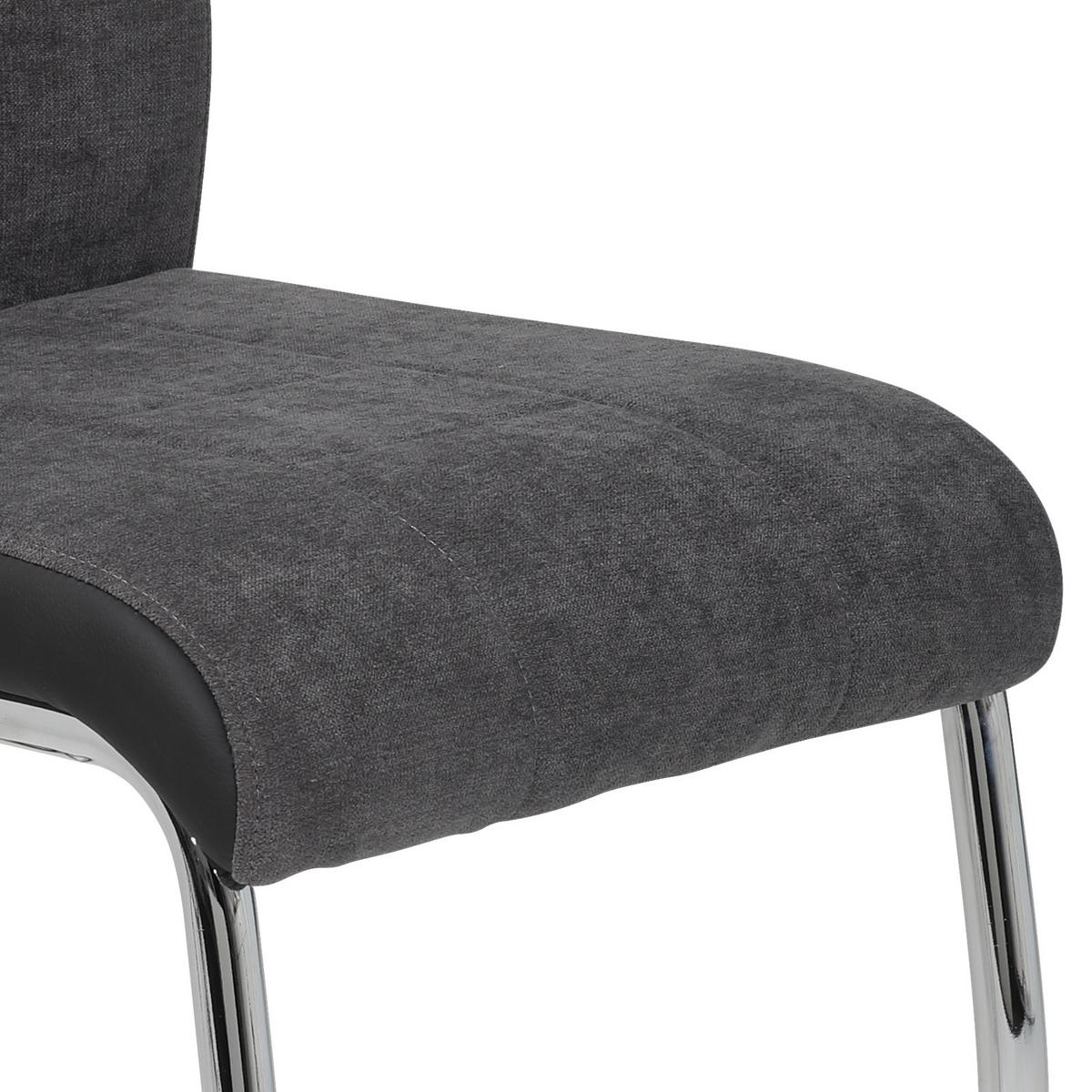 Schwingstuhl Alina 4er-Set Anthrazit Webstoff - Chromfarben/Anthrazit, MODERN, Textil/Metall (43/98/59cm) - MID.YOU