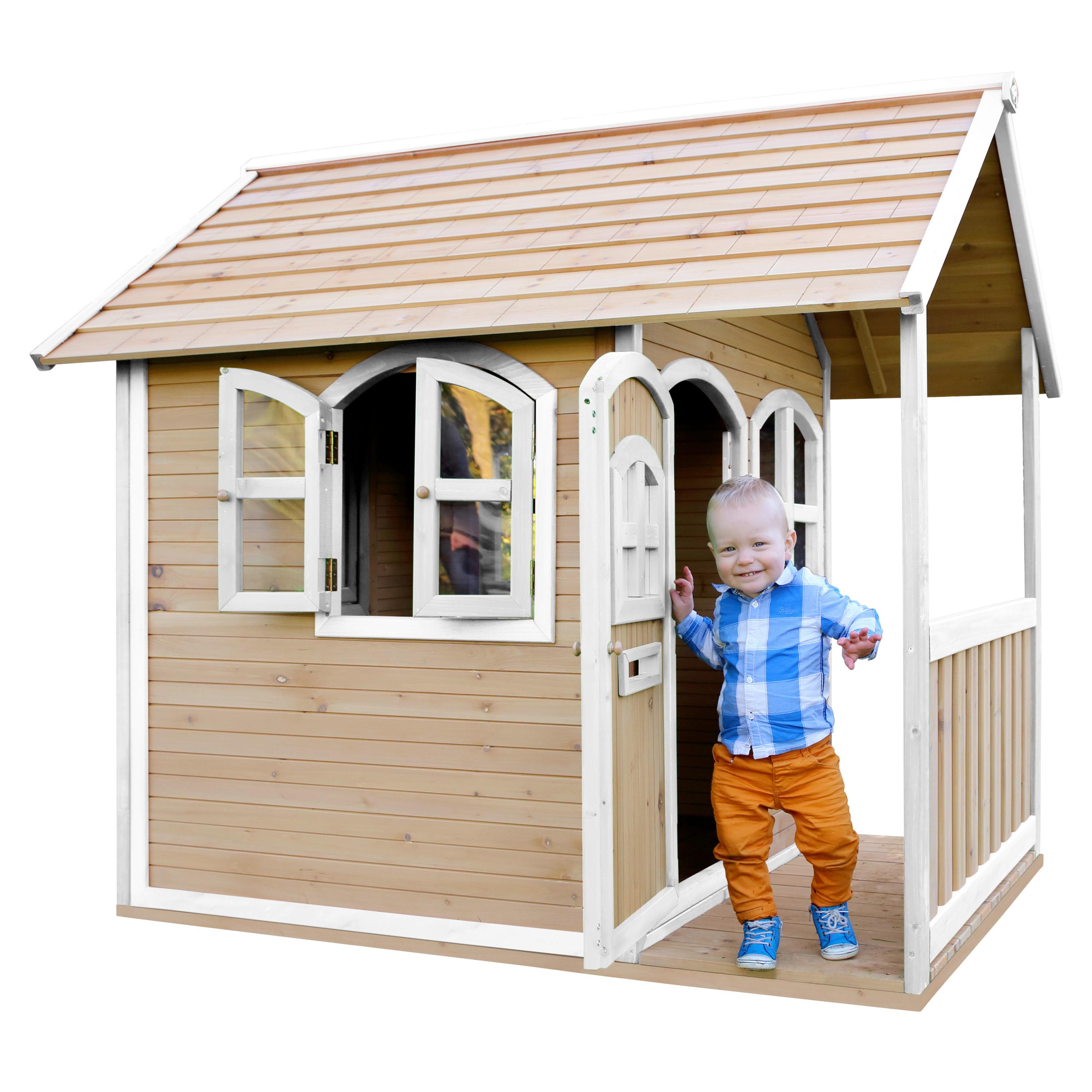 Spielhaus Alex aus Zedernholz - Braun/Weiß, Basics, Holz (137/178/191cm) - Ambia Garden
