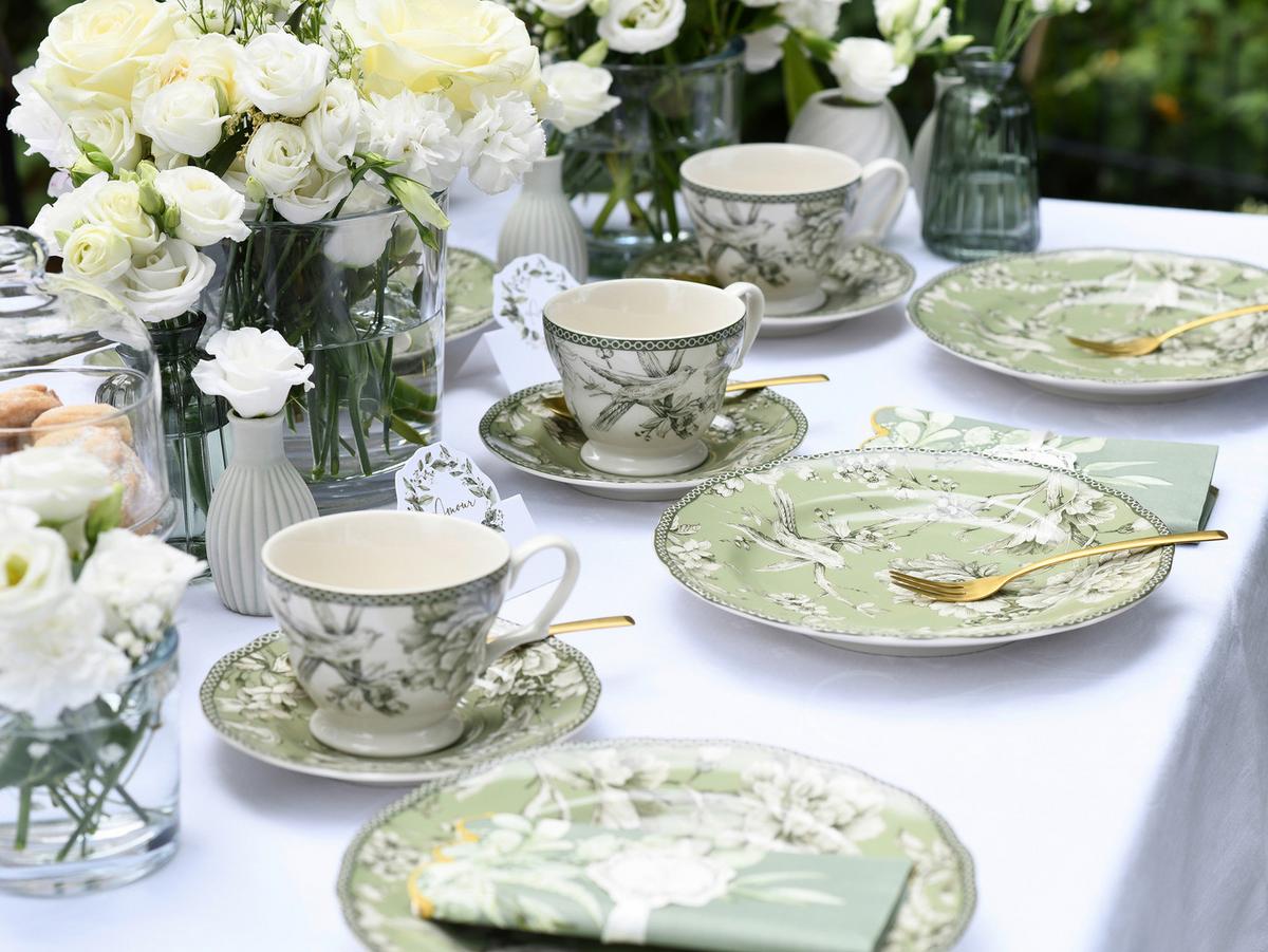Serviciu De Cafea Adelaide 12/1 - alb/verde, Basics, ceramică - Creatable