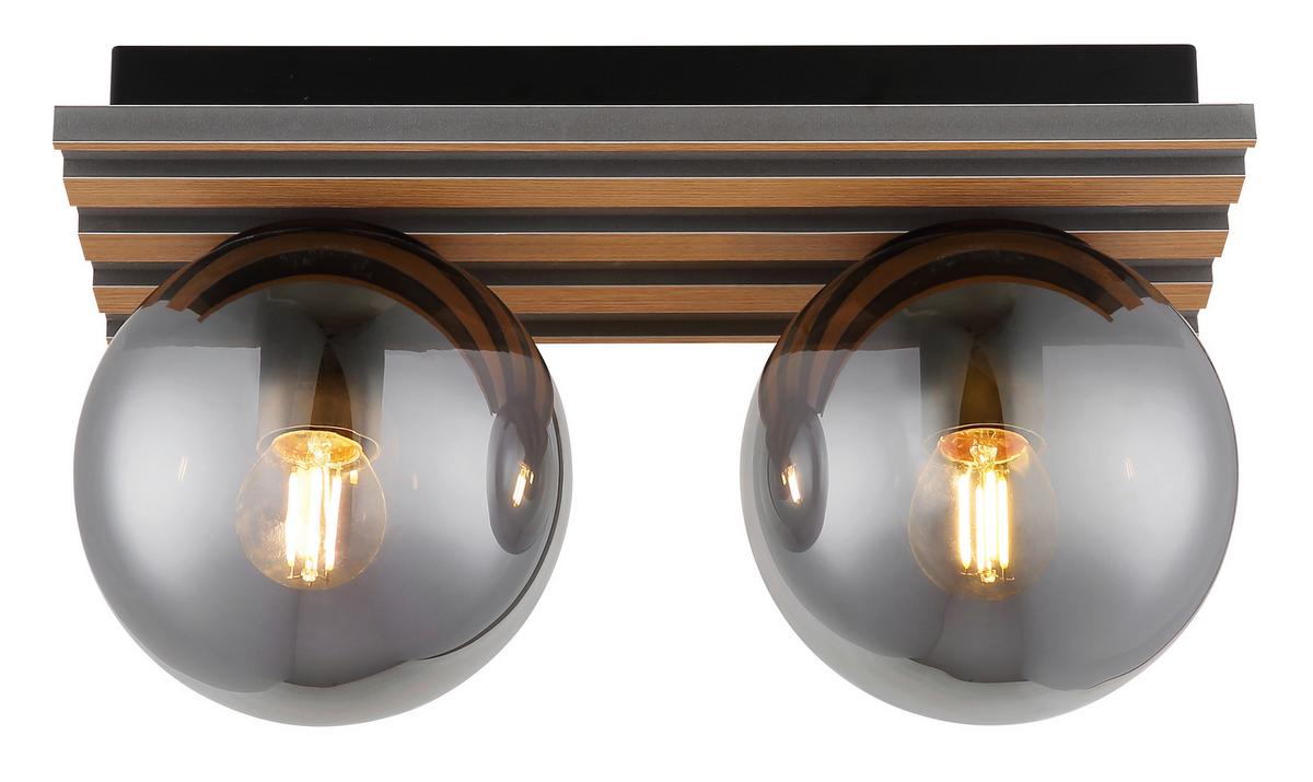 Stropna Svjetiljka Parsons - siva/smeđa, Design, staklo/drvni materijal (35/15/20cm) - Globo