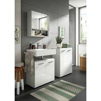 Badezimmer-Set COPA 3-teilig, Grau/Weiß Hochglanz - Chromfarben/Weiß Hochglanz, MODERN, Holzwerkstoff/Kunststoff (140cm) - MID.YOU