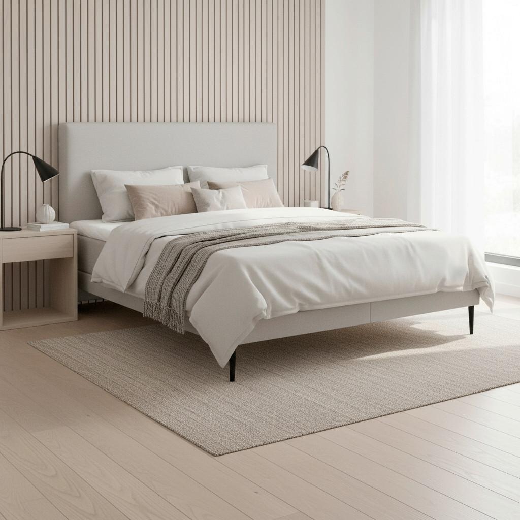 Boxbett Nevada Hellgrau ca. 160x200 cm mit Topper - Hellgrau/Schwarz, MODERN, Holz/Textil (160/200cm) - Bessagi Home