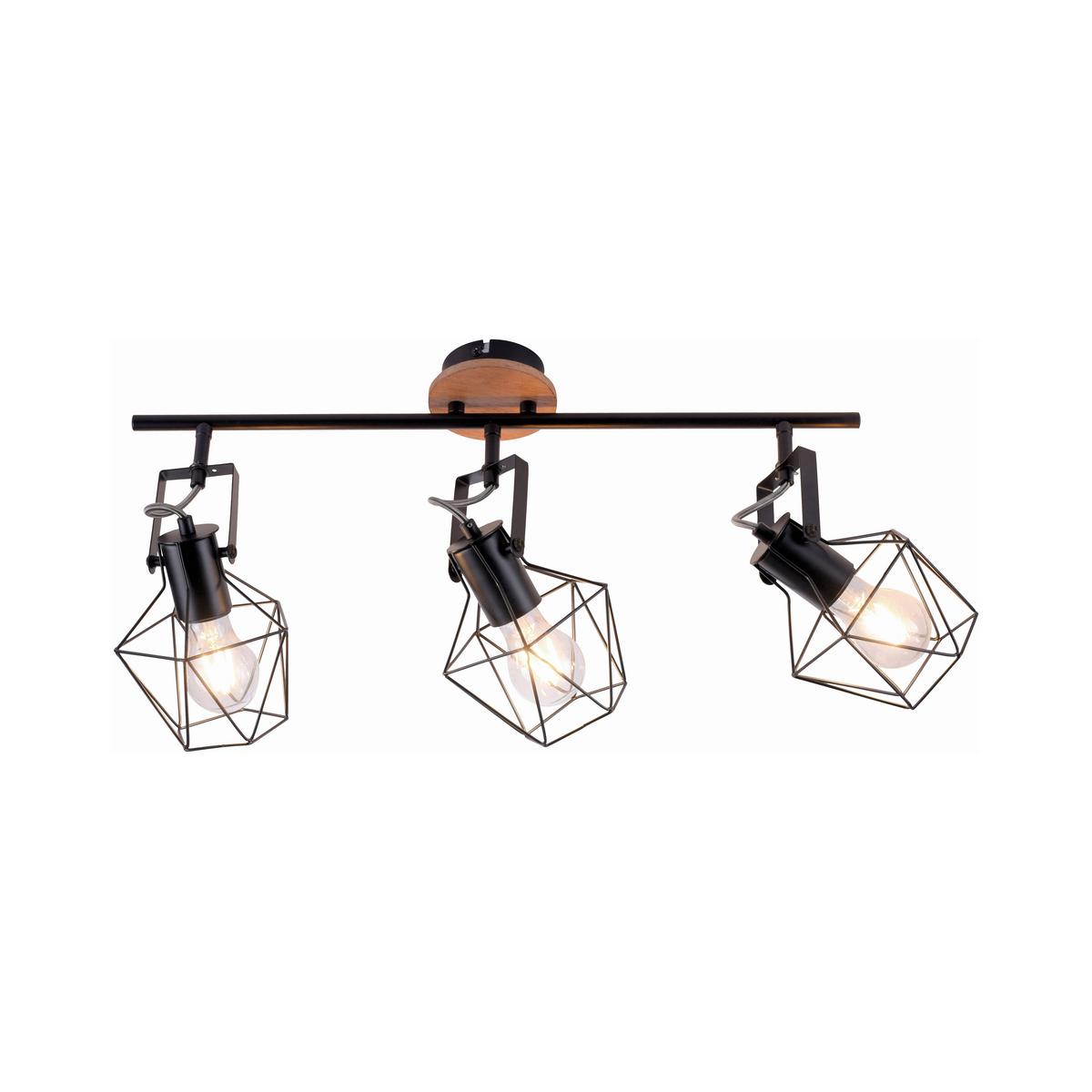 Deckenleuchte Jaro max. 60 Watt - Schwarz, Natur, Holz/Metall (83/28/31cm)