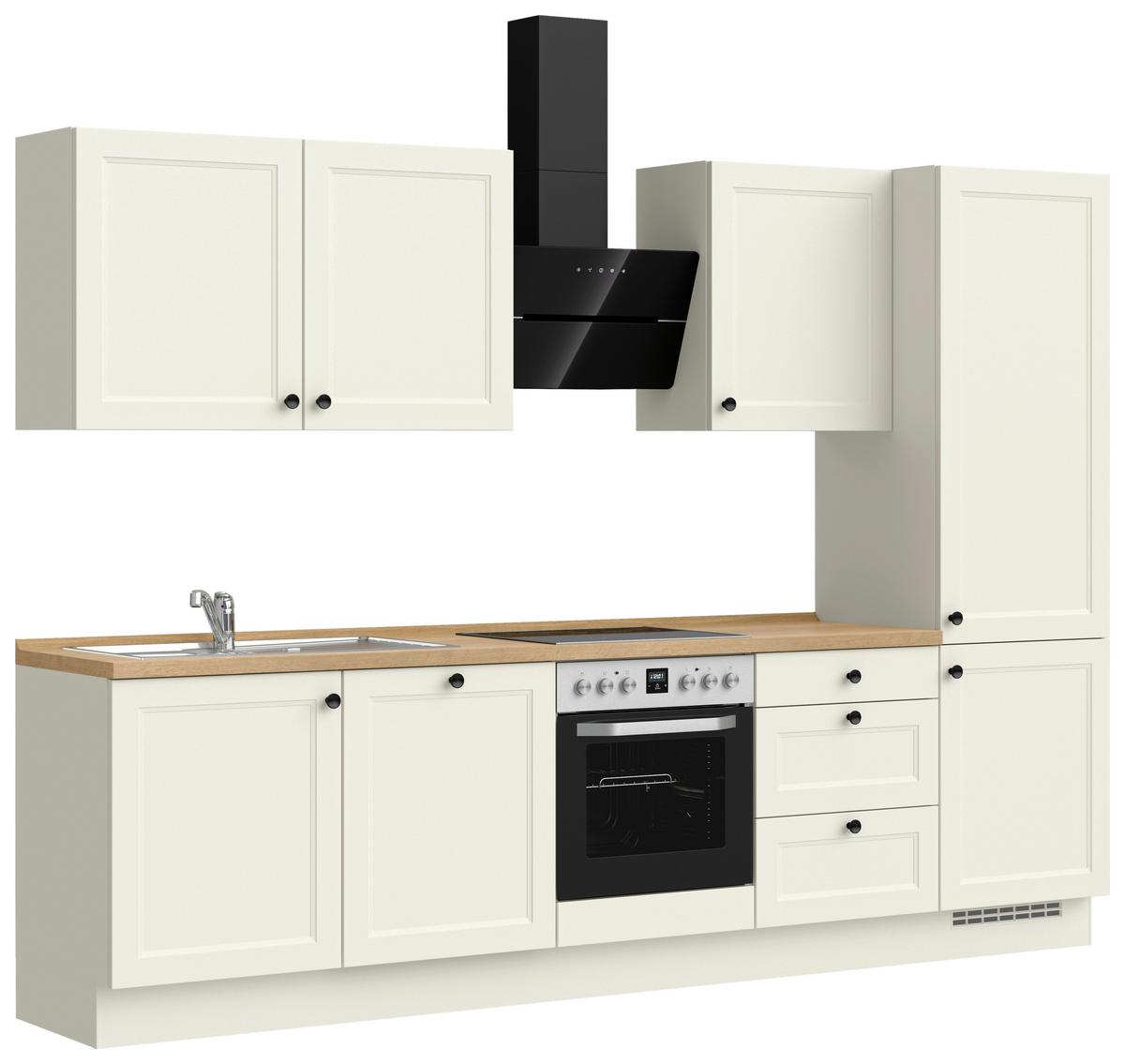 Küchenblock Cascada High m. Geräten Weiß - Eichefarben/Schwarz, MODERN, Holzwerkstoff/Metall (300cm) - Nobilia