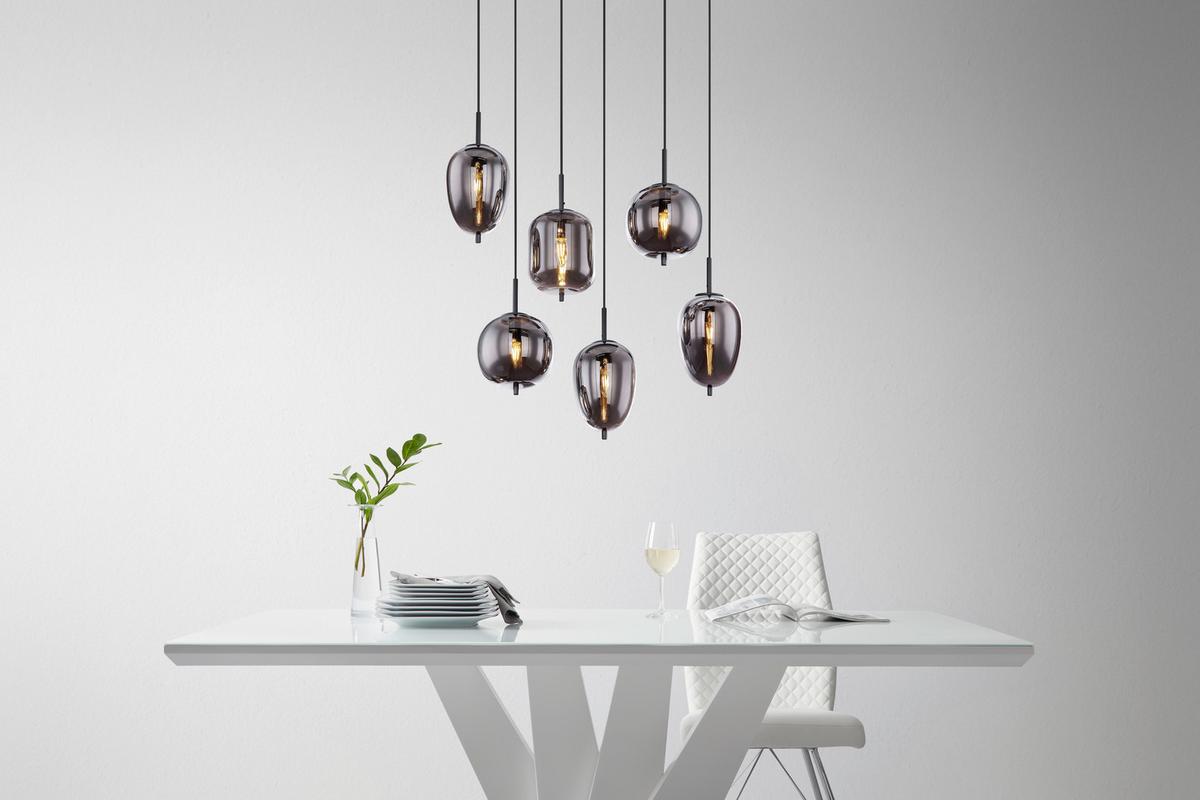 Hängeleuchte Jeanette max. 40 Watt - Schwarz, Modern, Glas/Metall (80/34/120cm) - Premium Living