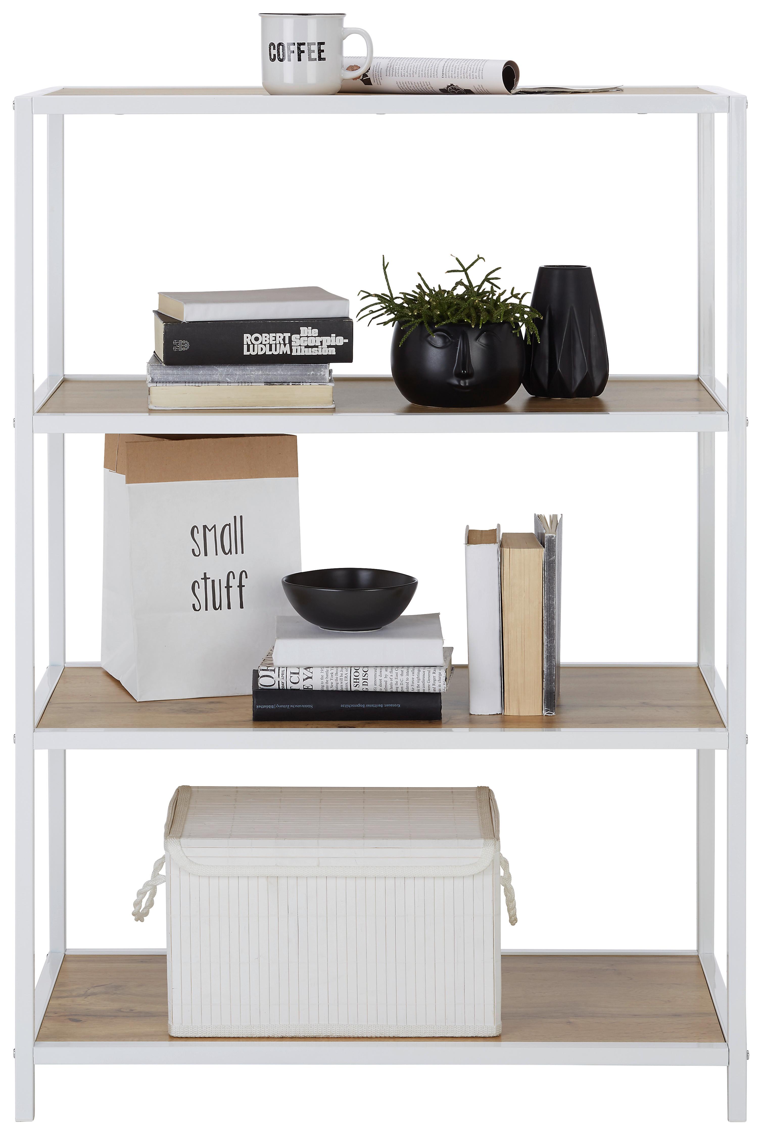 Regal Paxton - barve hrasta/bela, Moderno, kovina/leseni material (80/113/40cm) - Modern Living