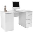 Íróasztal Larry Ii - Fehér, modern, Faalapú anyag (145/75/60cm)