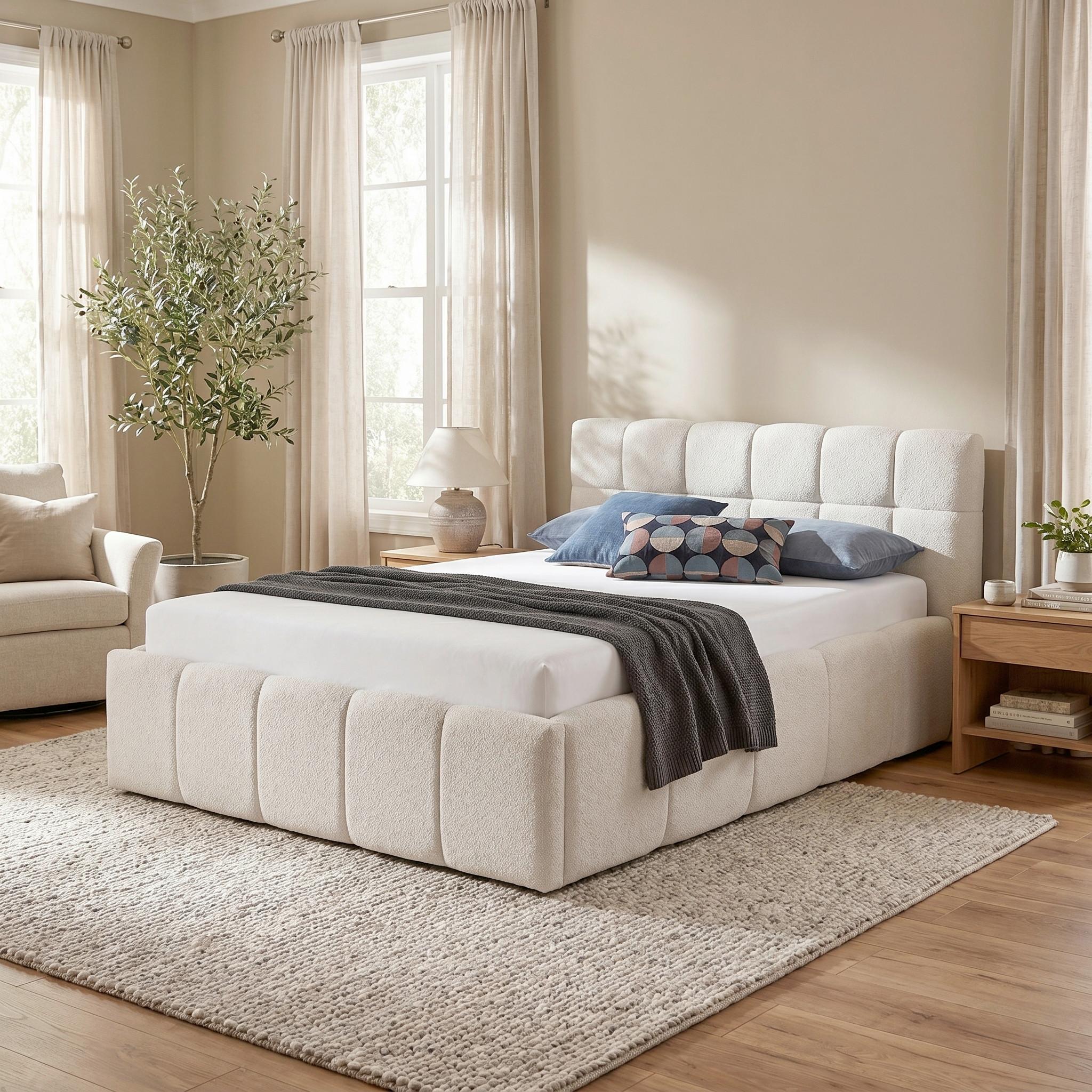 Polsterbett Ascona Creme ca. 140x200cm - Creme/Schwarz, KONVENTIONELL, Kunststoff/Textil (140/200cm) - Based