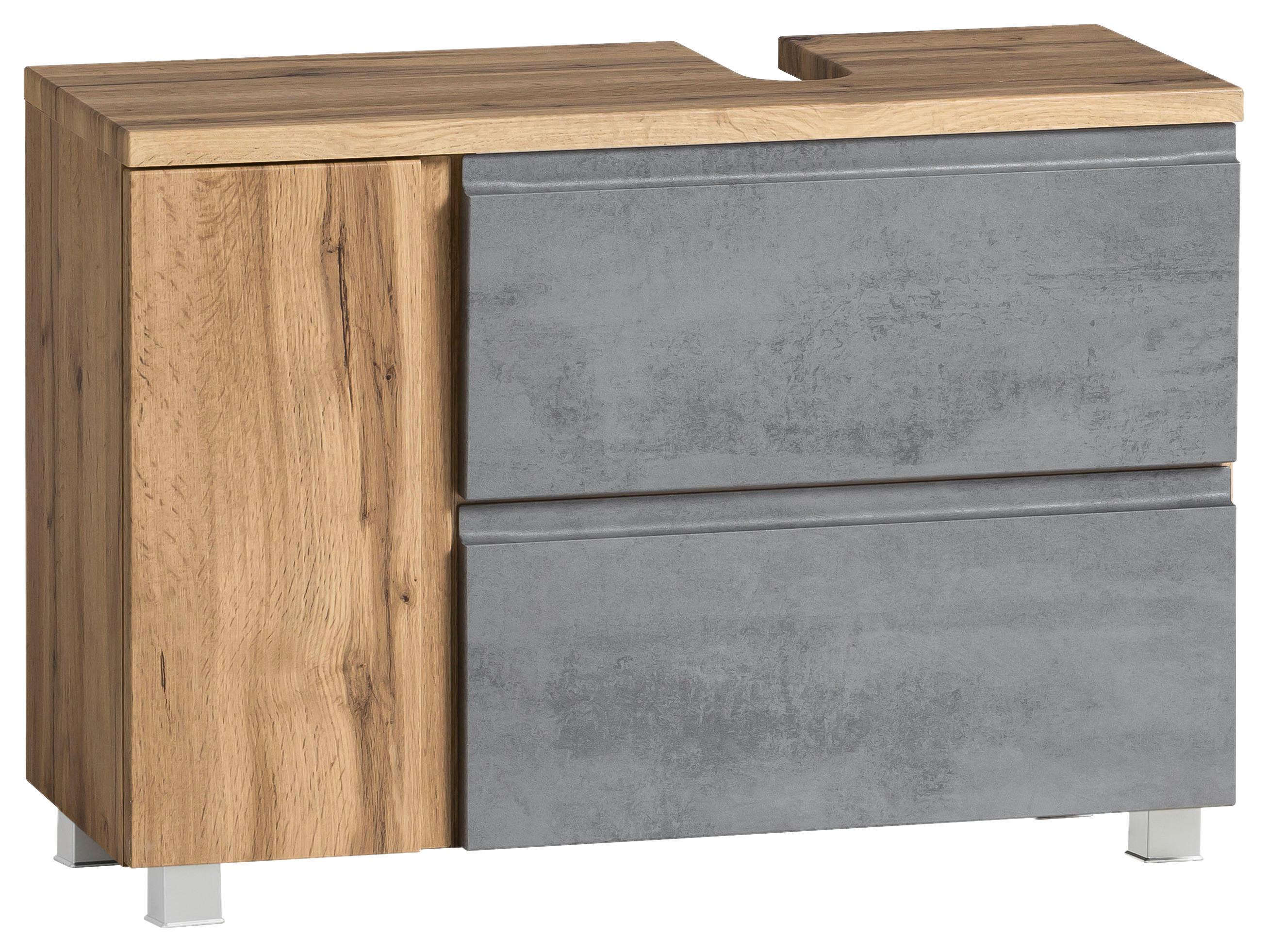 Waschbeckenunterschrank Varese ca. 85x56 cm Wotan Eiche - Eiche Wotan/Hellgrau, MODERN, Holzwerkstoff (85/56/35cm) - Held